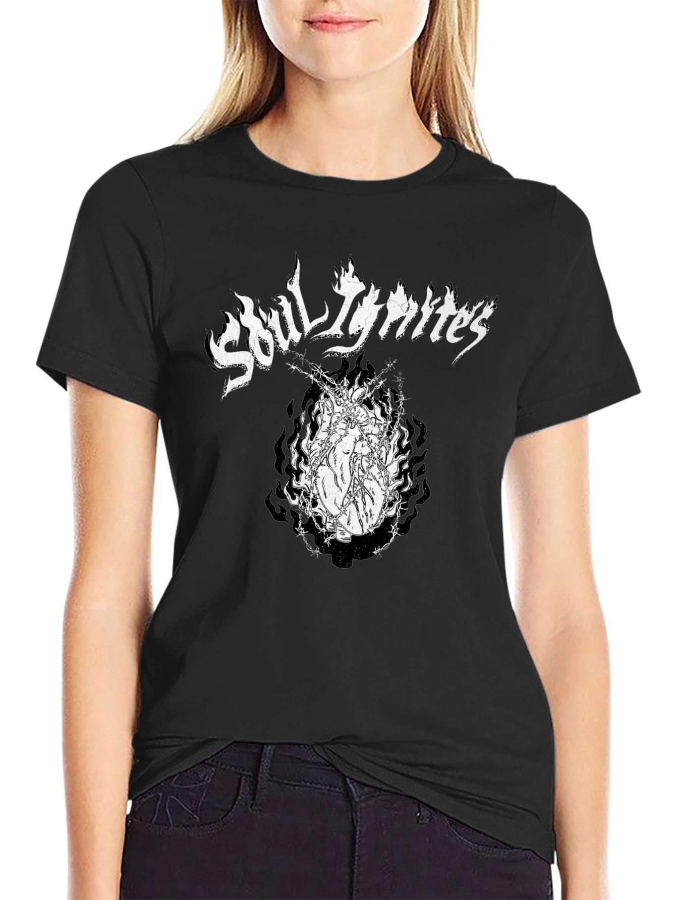 Soul Ignites Graphic Print Black T-Shirt