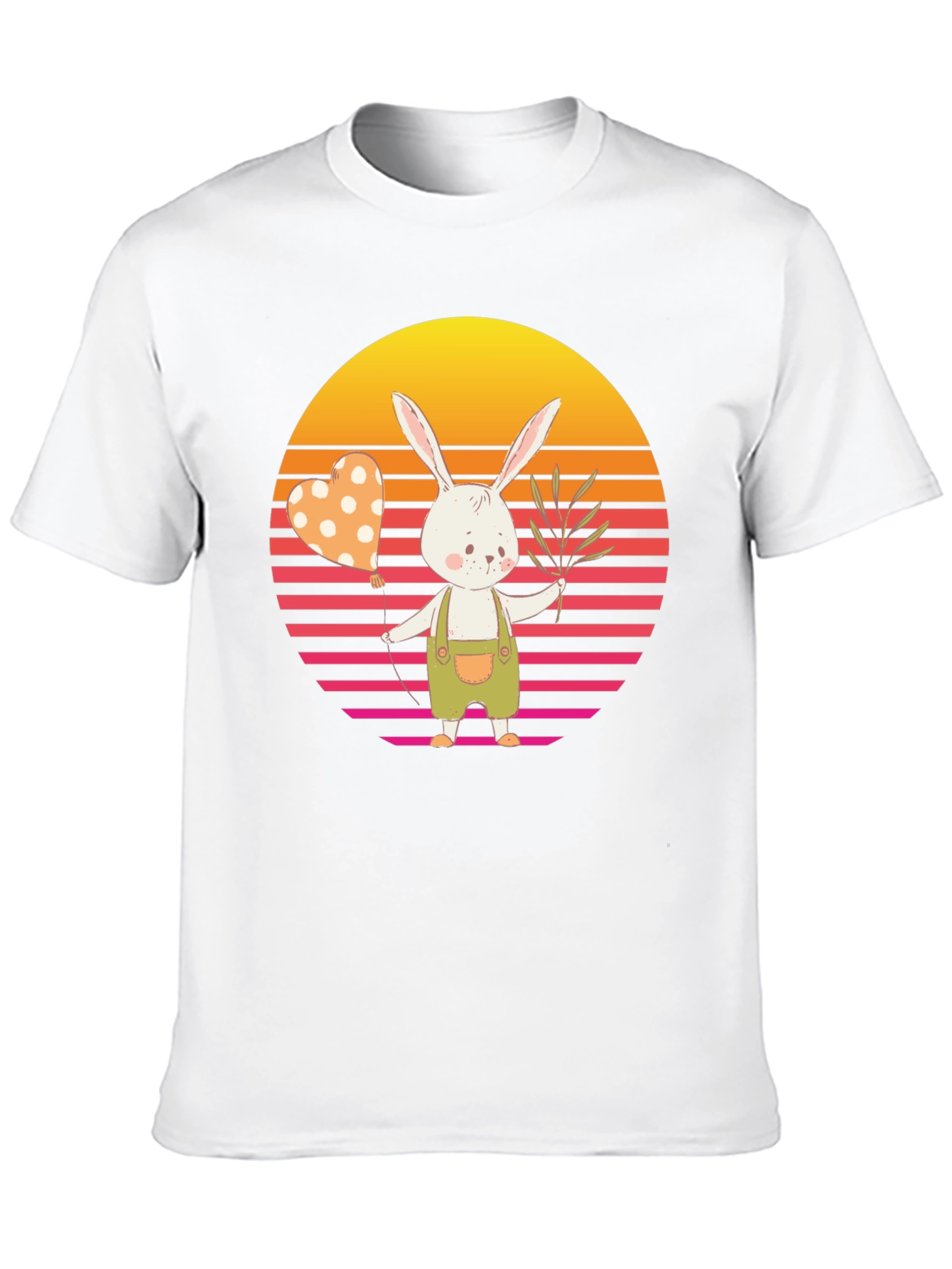 Cute Bunny T-Shirt: Retro Sunset Style