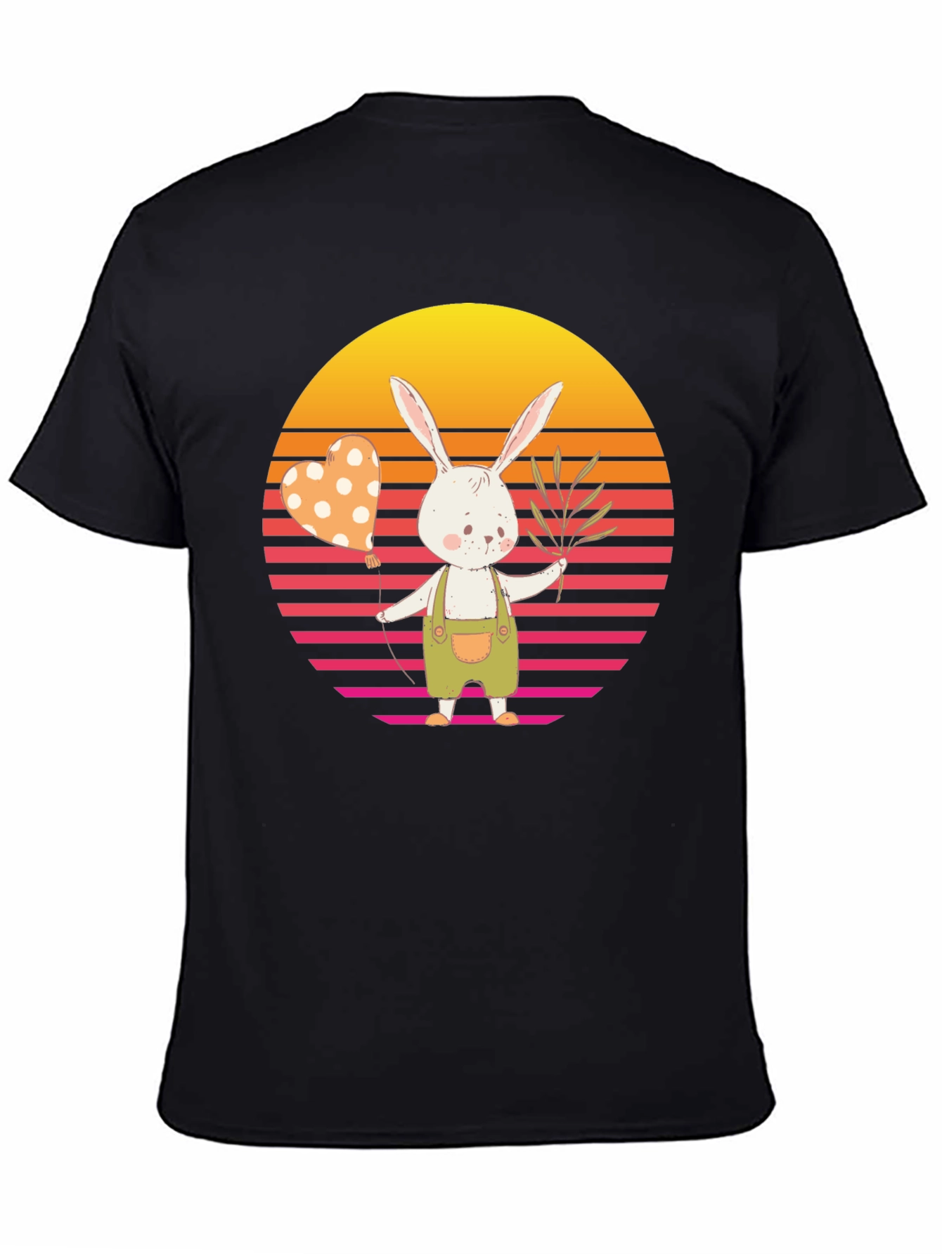 Cute Bunny T-Shirt: Retro Sunset Style