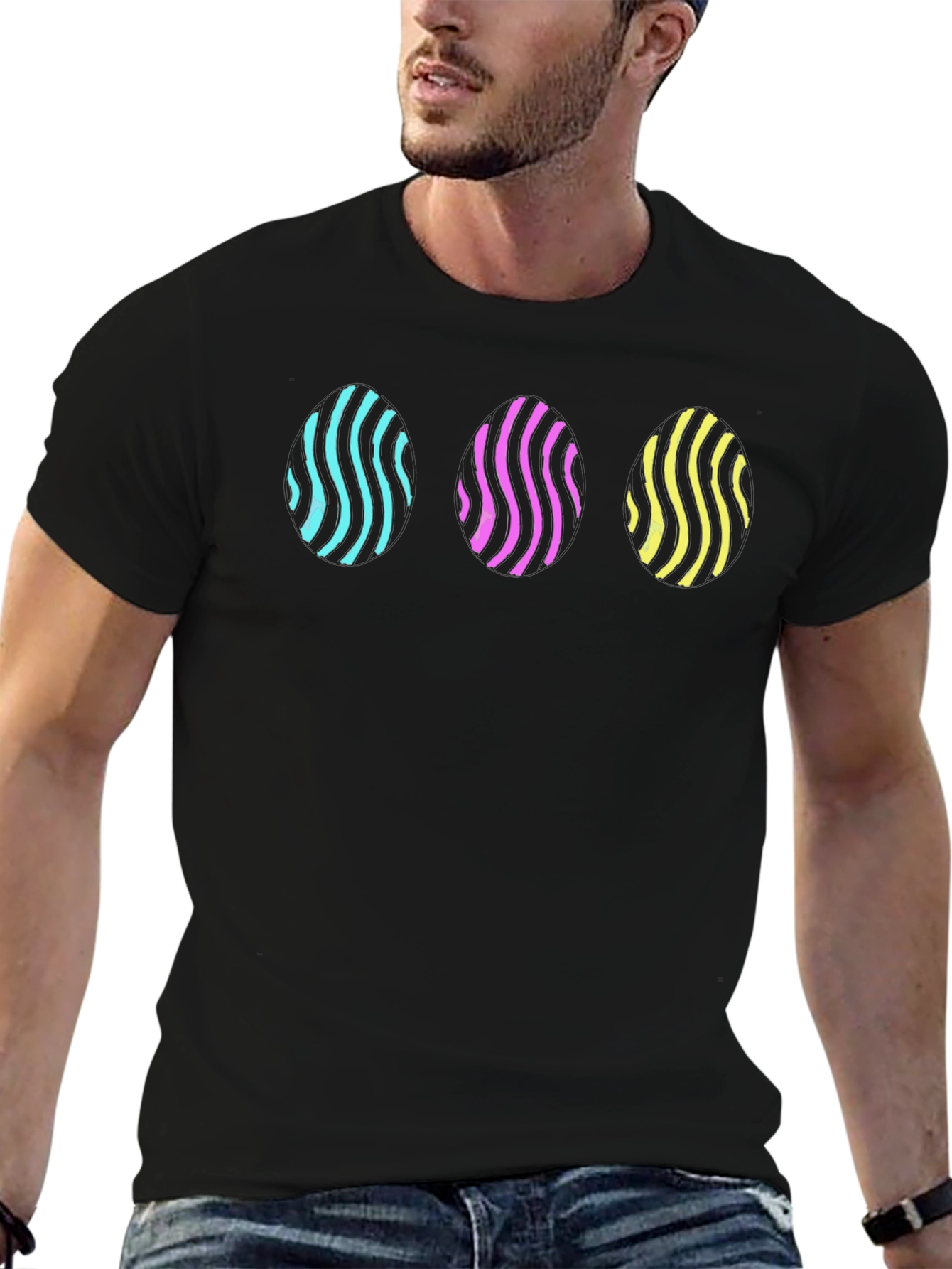 Abstract Graphic Tee - Stylish Mens Black T-Shirt