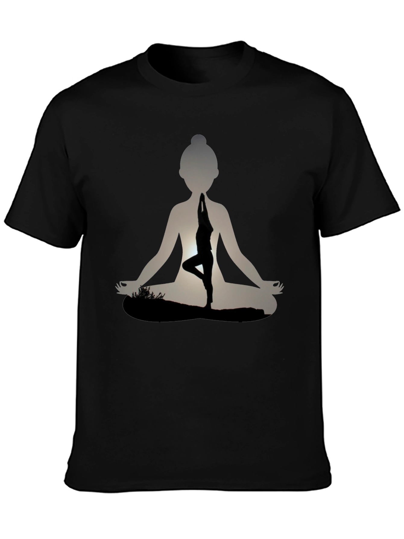 Yoga Pose Silhouette Graphic Print T-Shirt