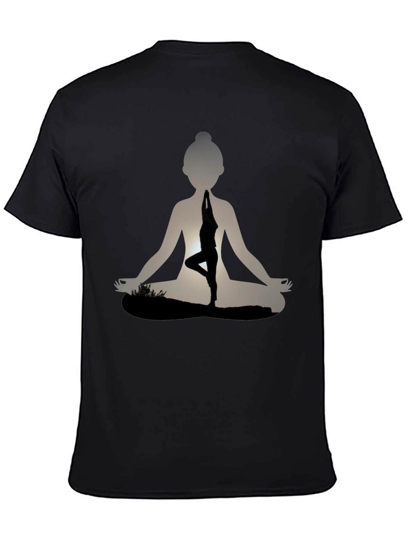 Yoga Pose Silhouette Graphic Print T-Shirt