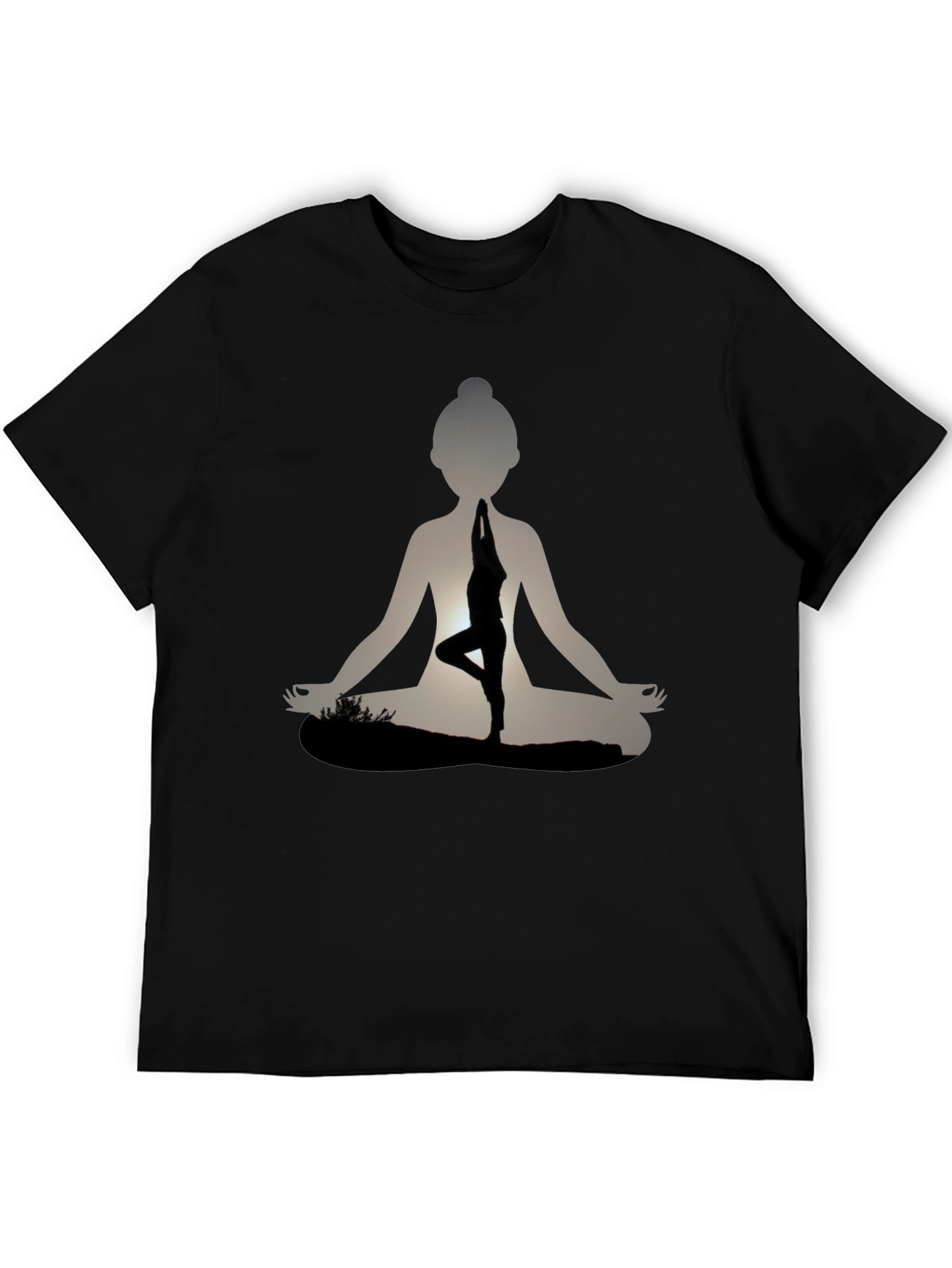 Yoga Pose Silhouette Graphic Print T-Shirt