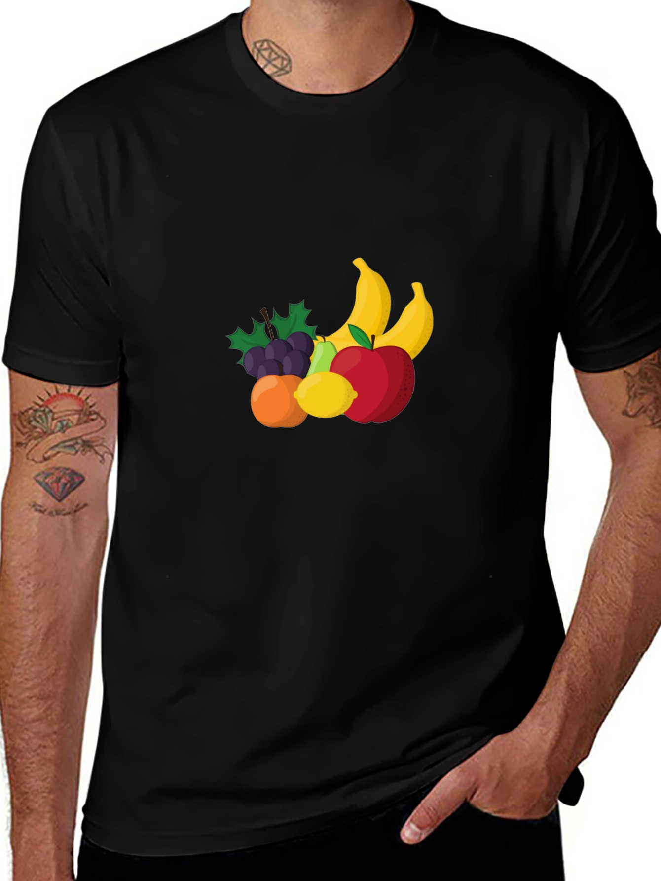 Fruit Design Black T-Shirt
