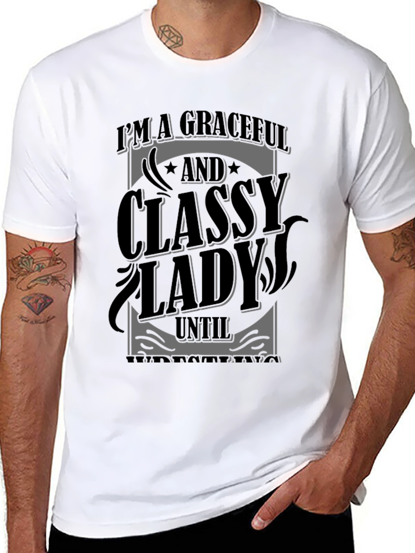 Graceful Classy Lady Graphic Tee - Black