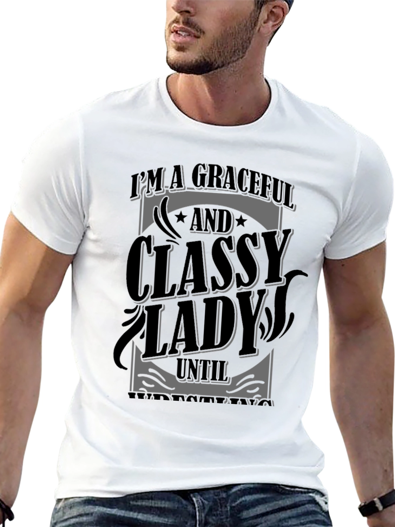 Graceful Classy Lady Graphic Tee - Black