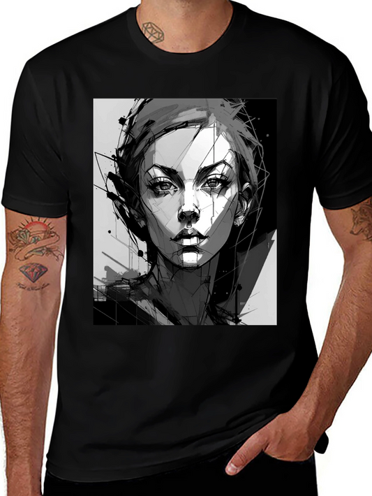 Abstract Woman Graphic Black Tee