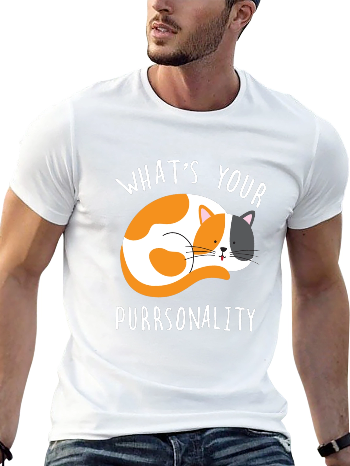 Purrsonality Cat Graphic Tee - Black Cotton T-Shirt