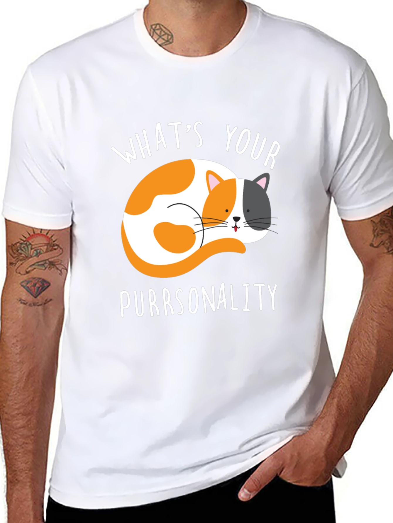 Purrsonality Cat Graphic Tee - Black Cotton T-Shirt