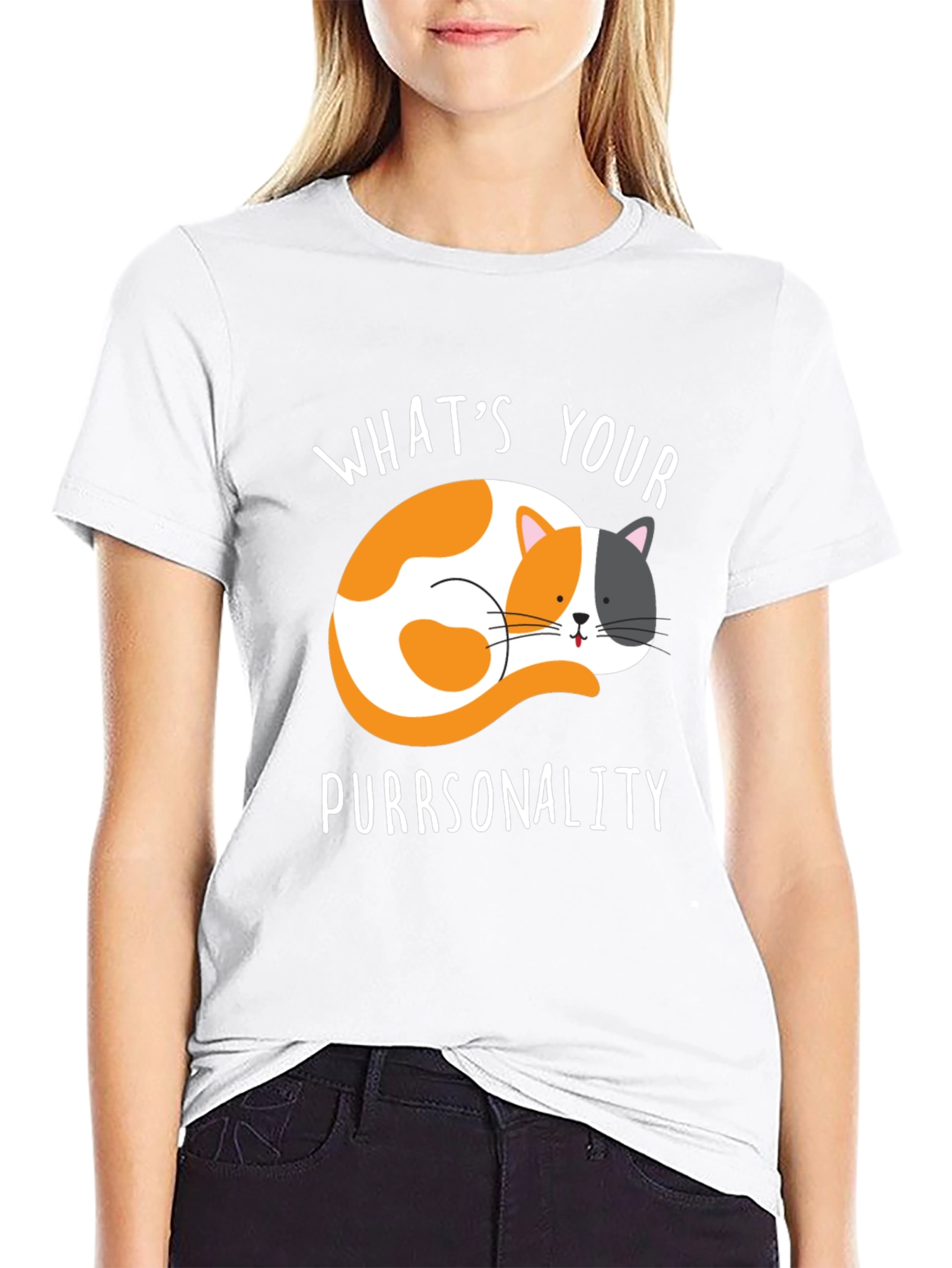 Purrsonality Cat Graphic Tee - Black Cotton T-Shirt