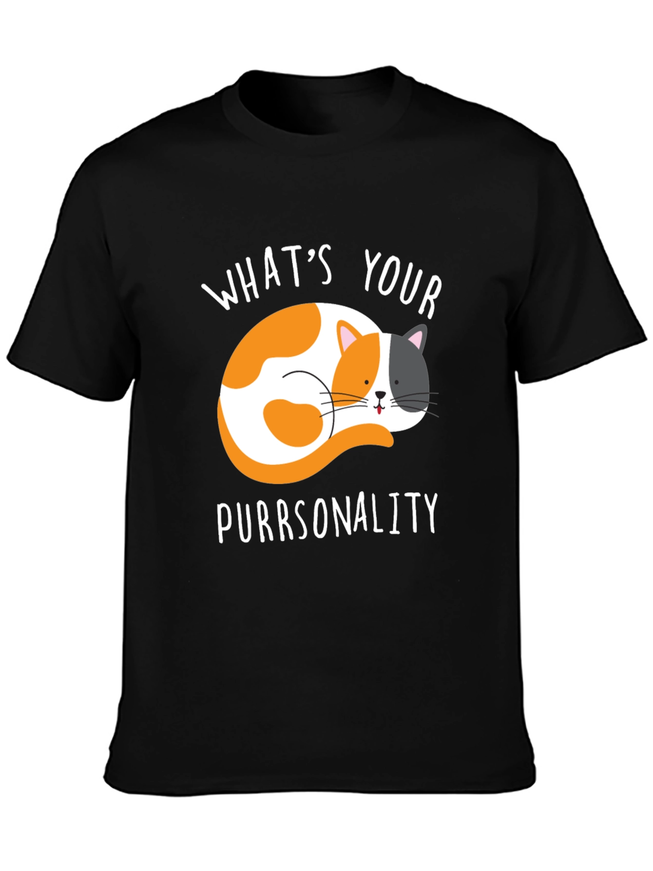 Purrsonality Cat Graphic Tee - Black Cotton T-Shirt