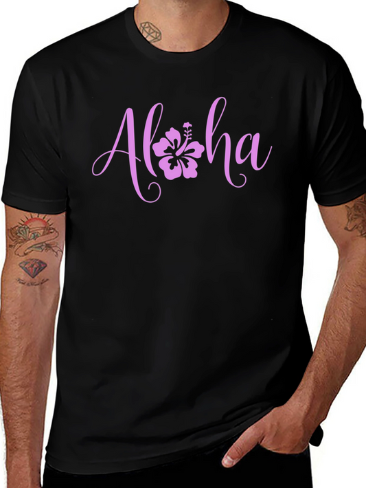 Aloha Flower Graphic Black T-Shirt