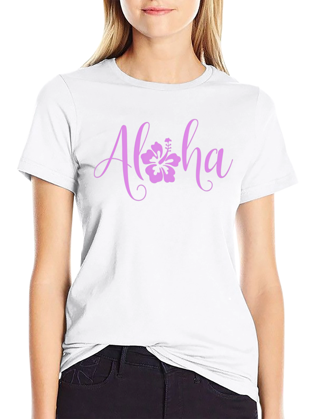 Aloha Flower Graphic Black T-Shirt