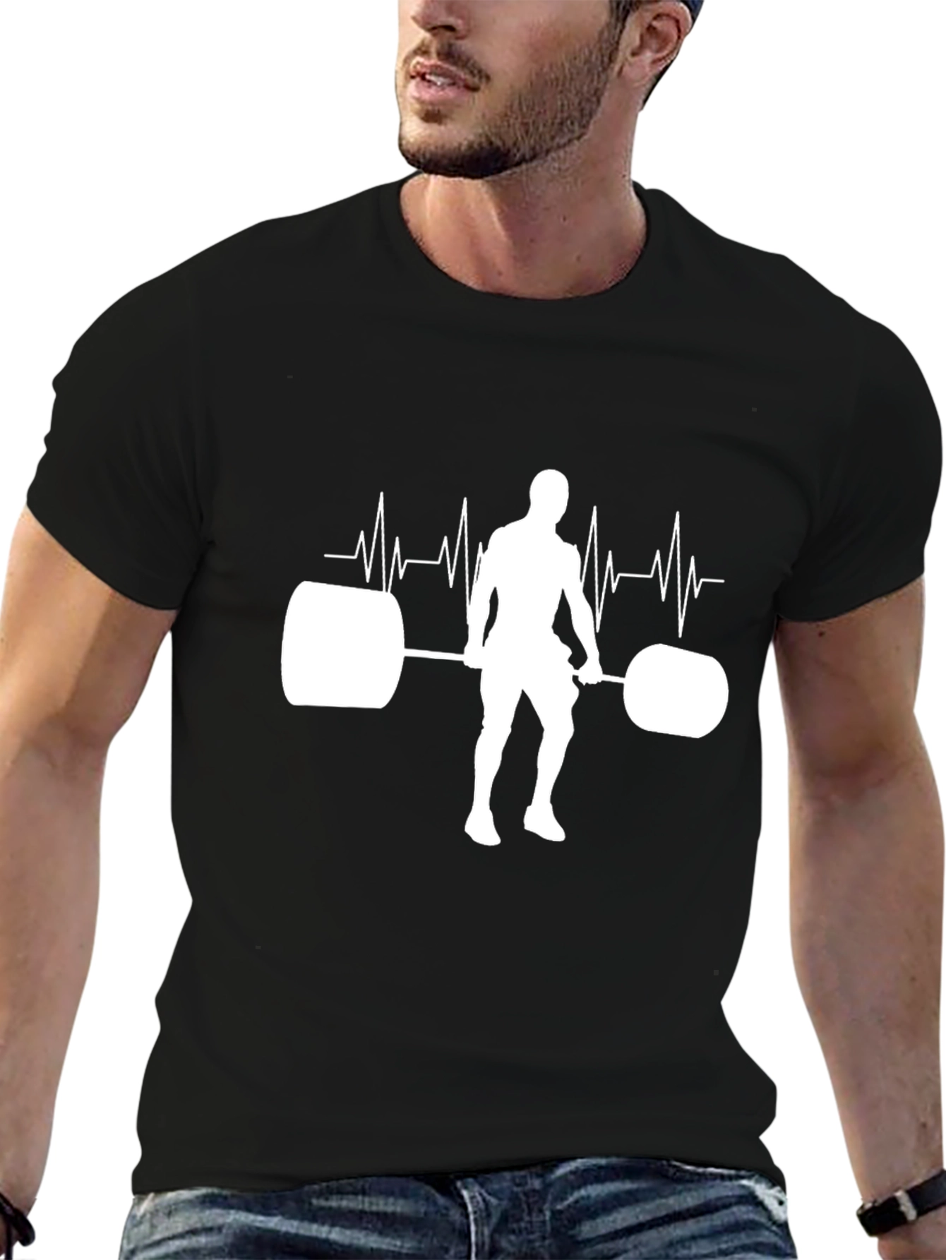 Weightlifter Heartbeat Graphic T-Shirt