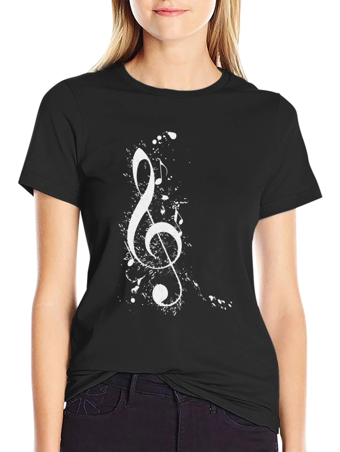 Musical Clef Graphic T-Shirt - Classic Black