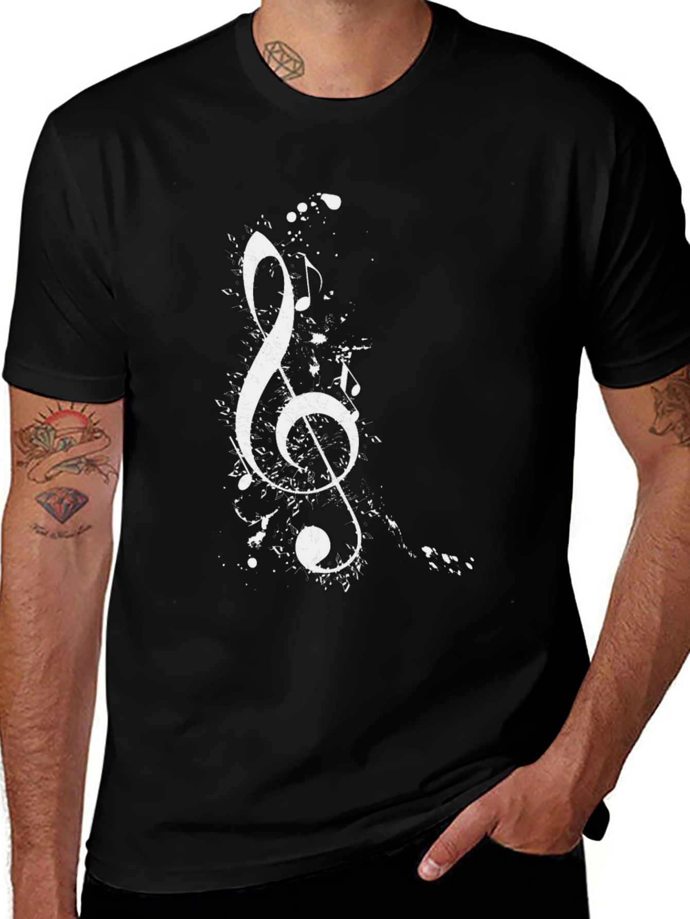 Musical Clef Graphic T-Shirt - Classic Black