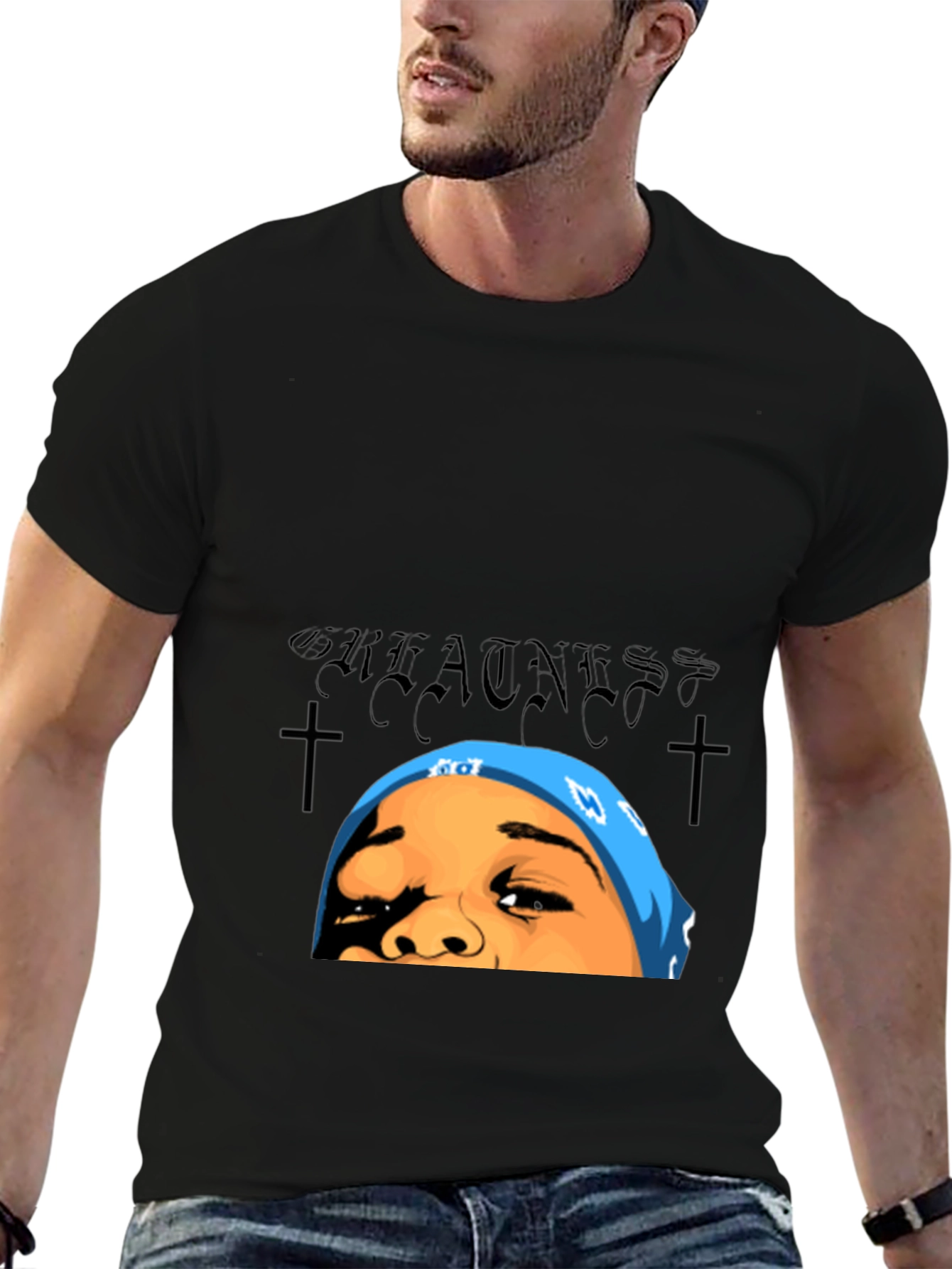 Greatness Graphic Tee - Black Cotton T-Shirt