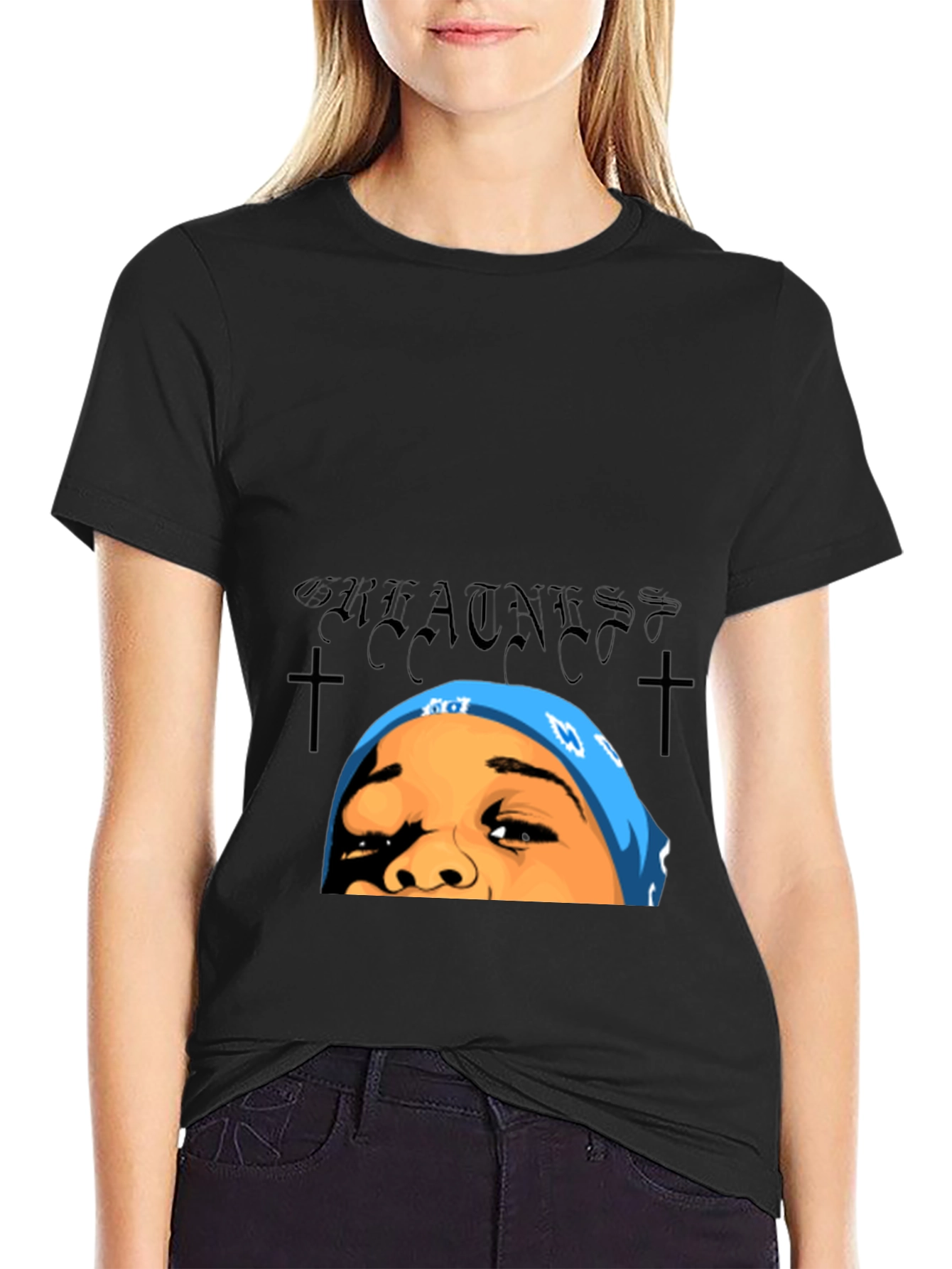 Greatness Graphic Tee - Black Cotton T-Shirt
