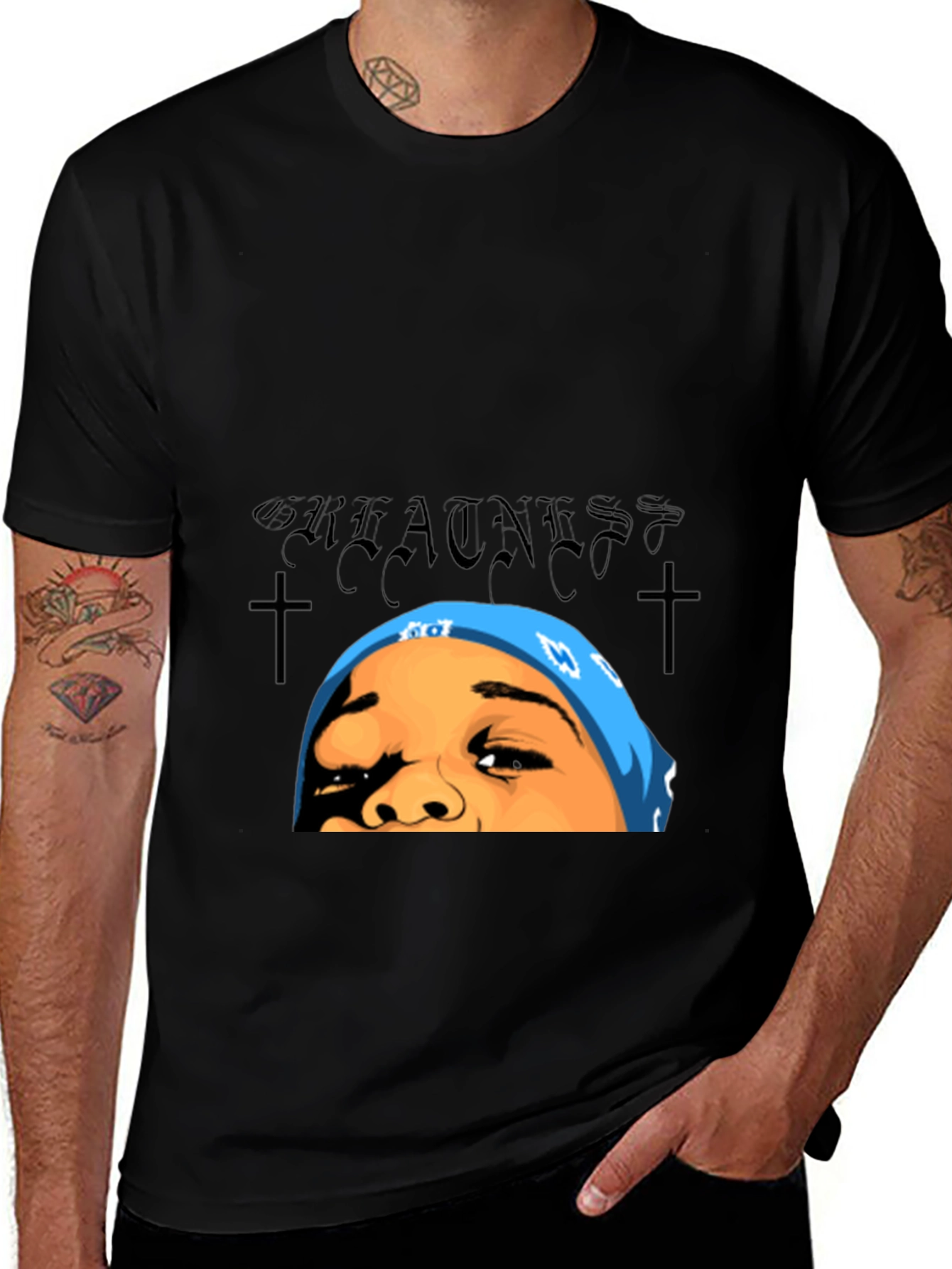 Greatness Graphic Tee - Black Cotton T-Shirt