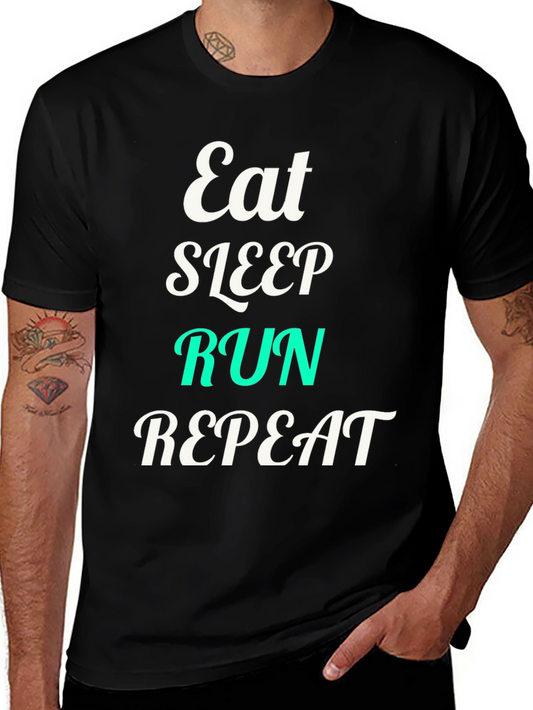Eat Sleep Run Repeat Black Graphic T-Shirt