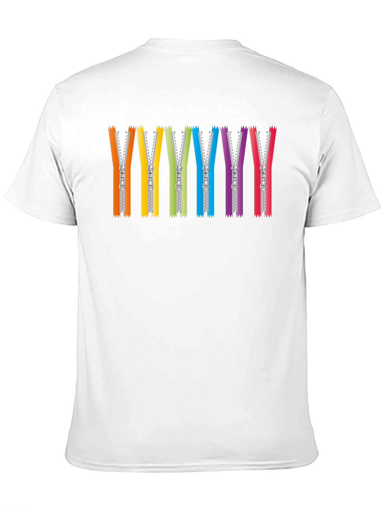 Rainbow Zipper Graphic Tee - Black Crew Neck T-Shirt