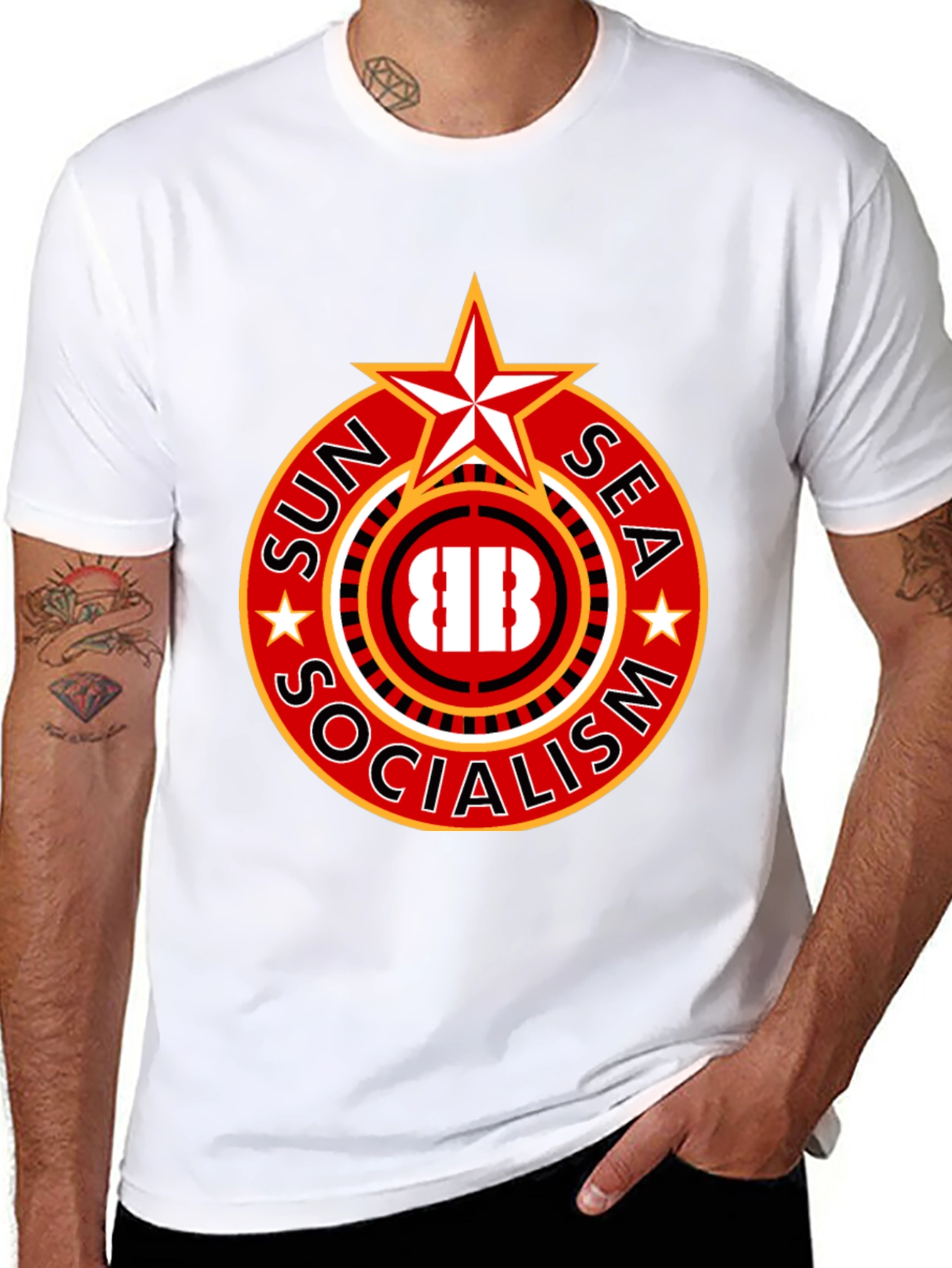 Sun Sea Socialism T-Shirt - Bold Graphic Tee