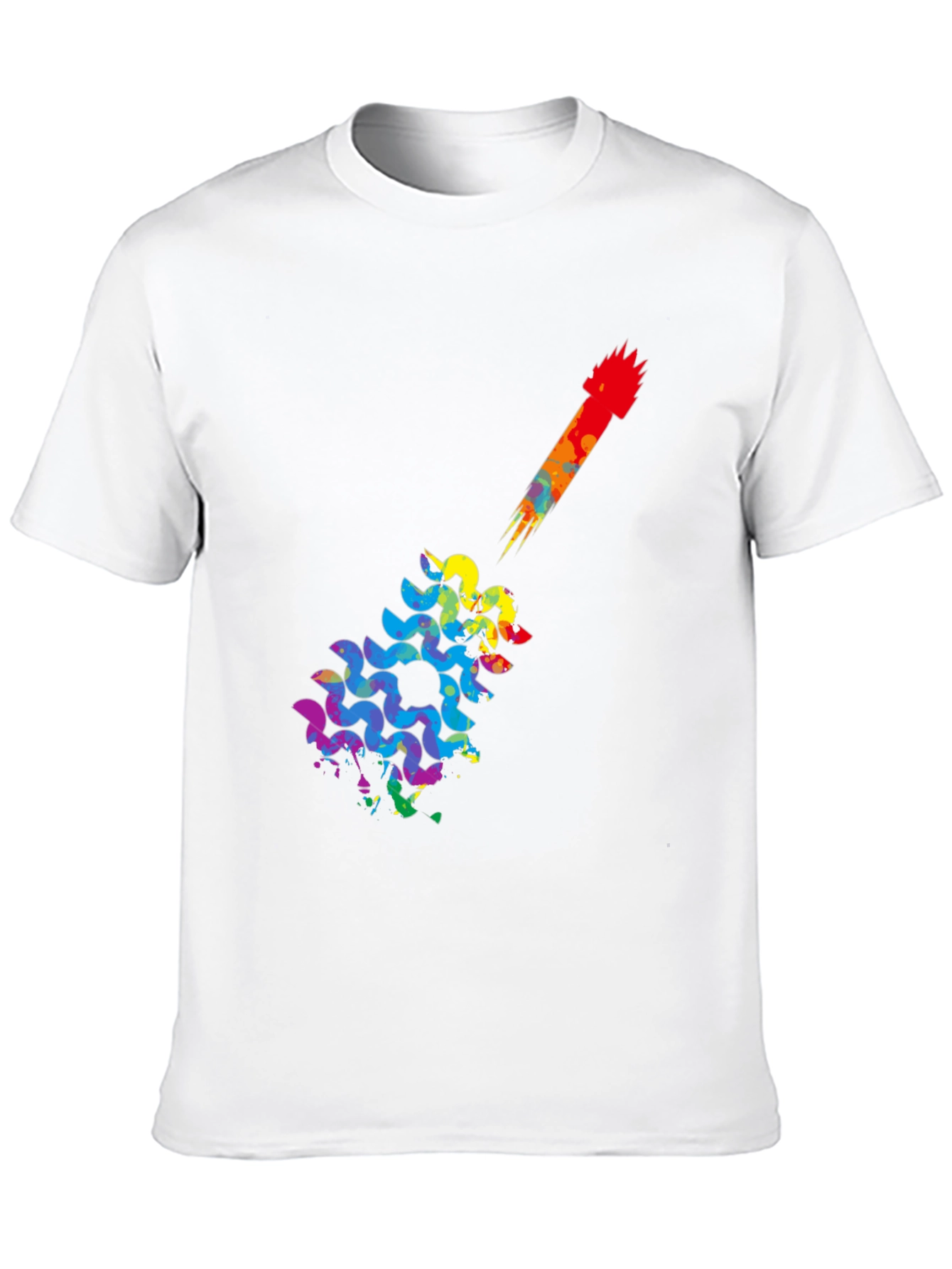 Rainbow Guitar Art Mens Black T-Shirt
