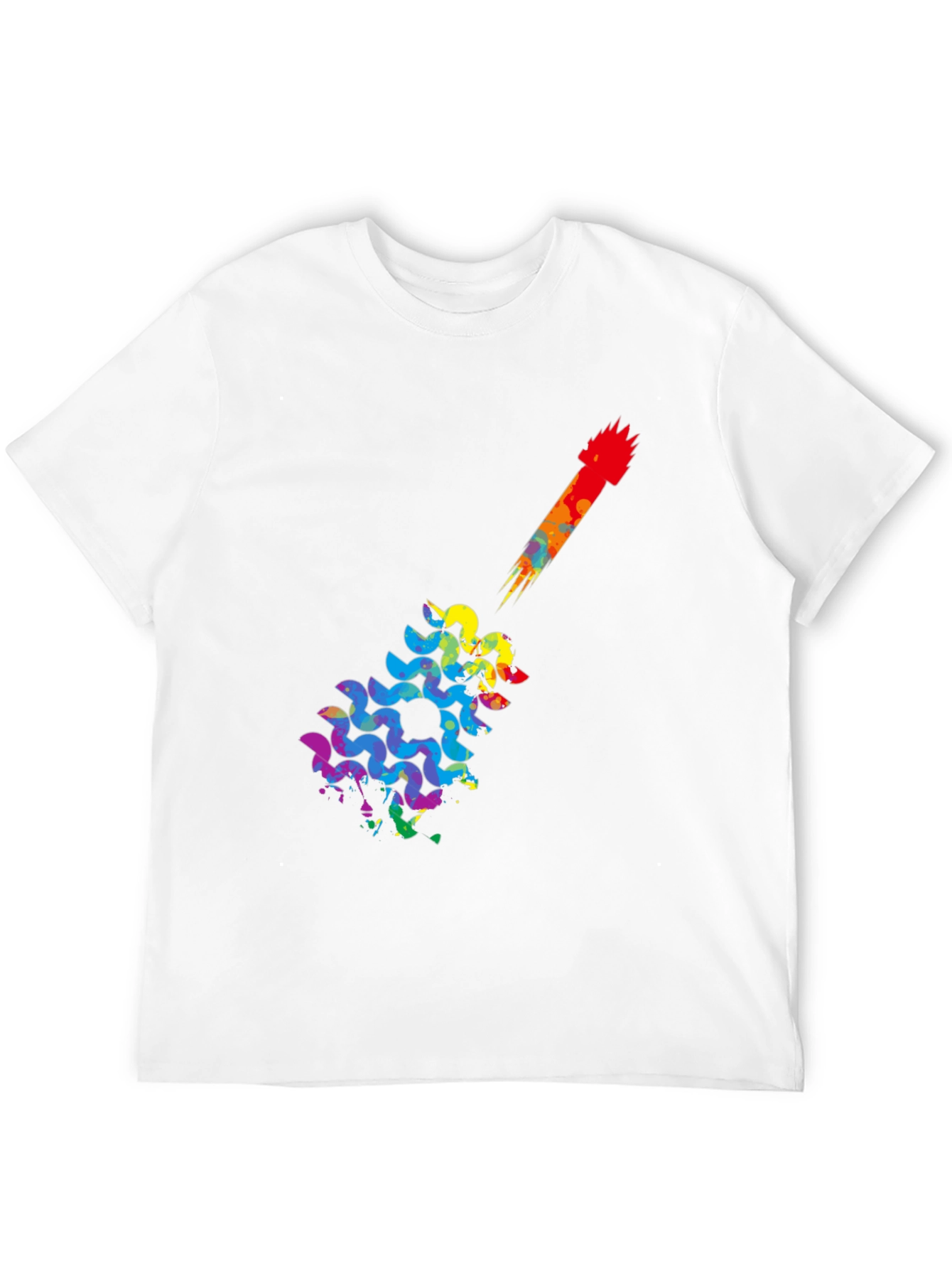 Rainbow Guitar Art Mens Black T-Shirt