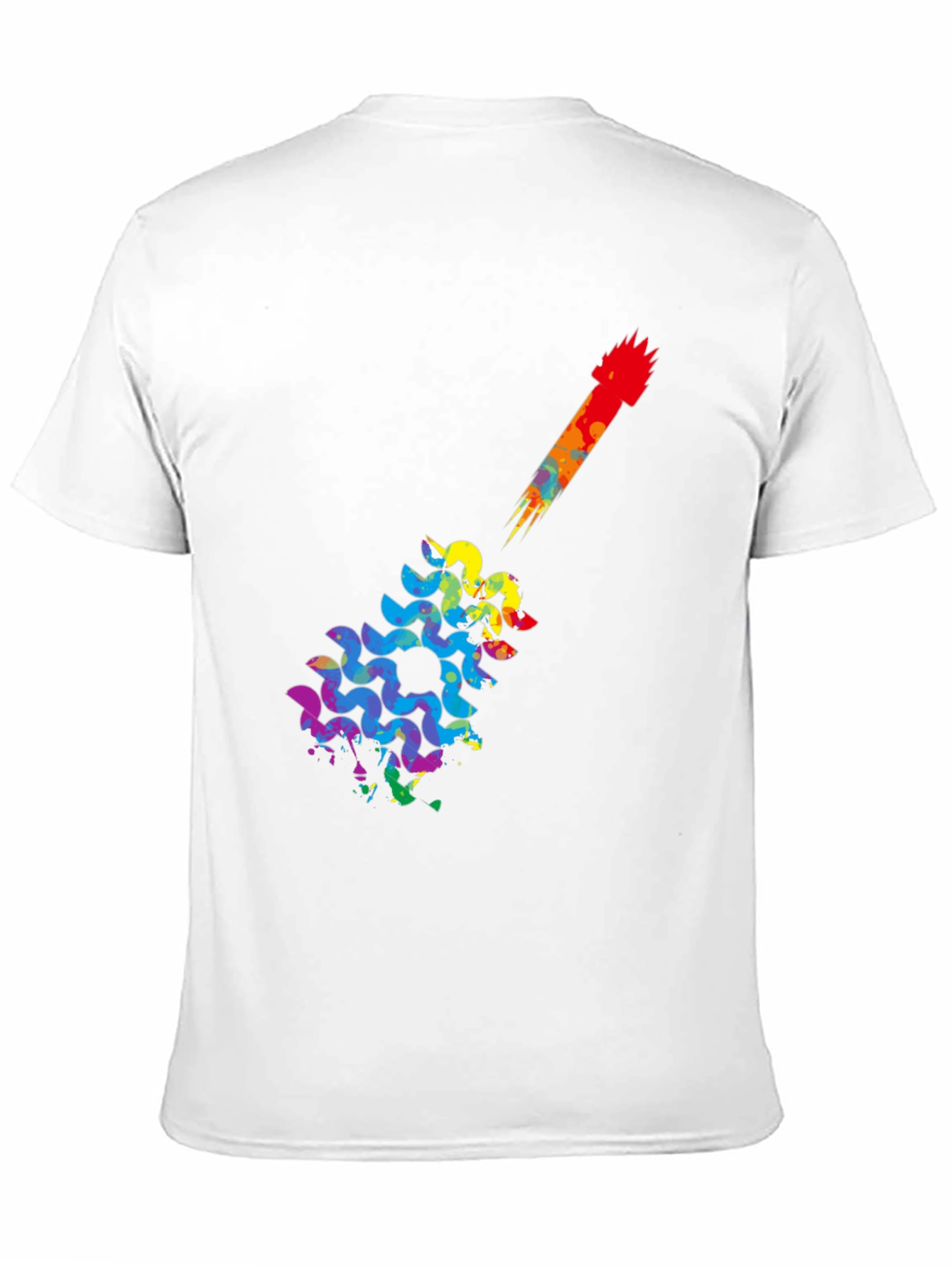 Rainbow Guitar Art Mens Black T-Shirt