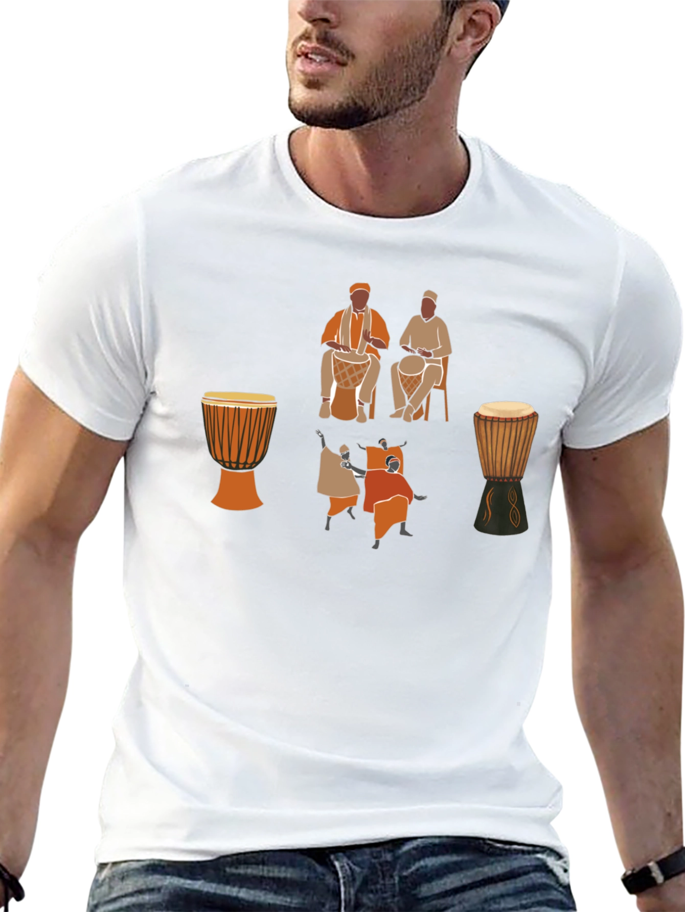 Djembe Drumming Graphic Tee - Black