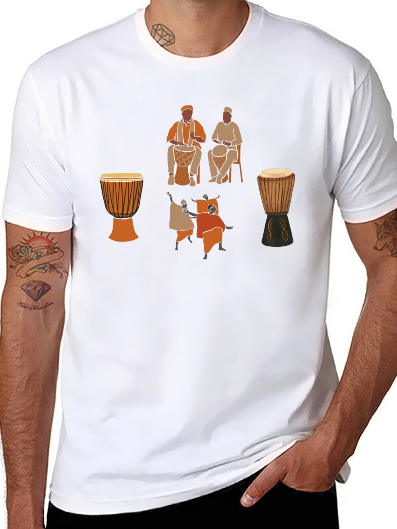 Djembe Drumming Graphic Tee - Black