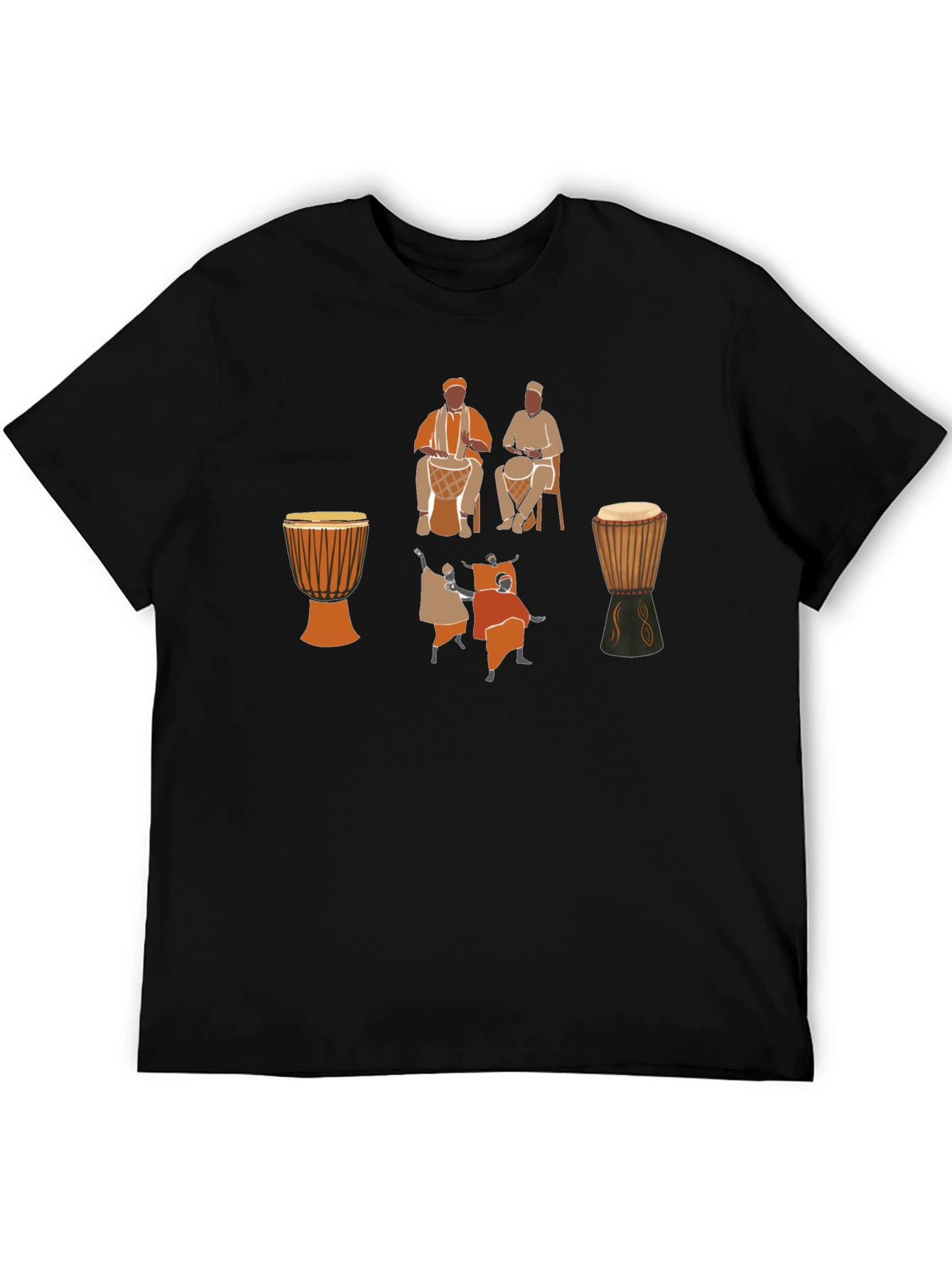 Djembe Drumming Graphic Tee - Black