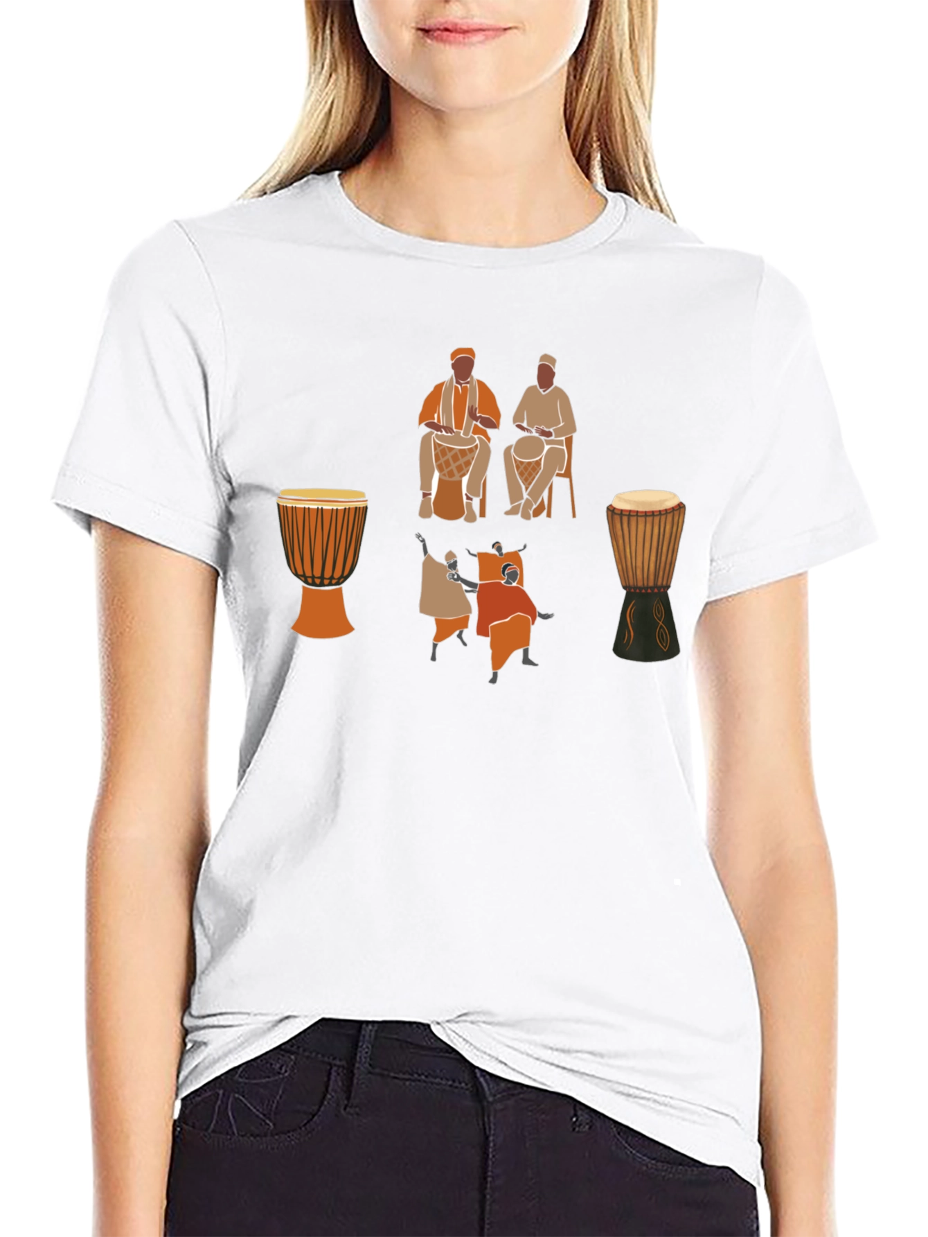 Djembe Drumming Graphic Tee - Black