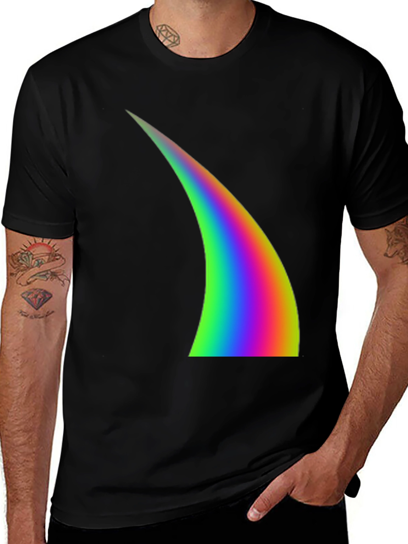 Rainbow Arc Graphic Black T-Shirt