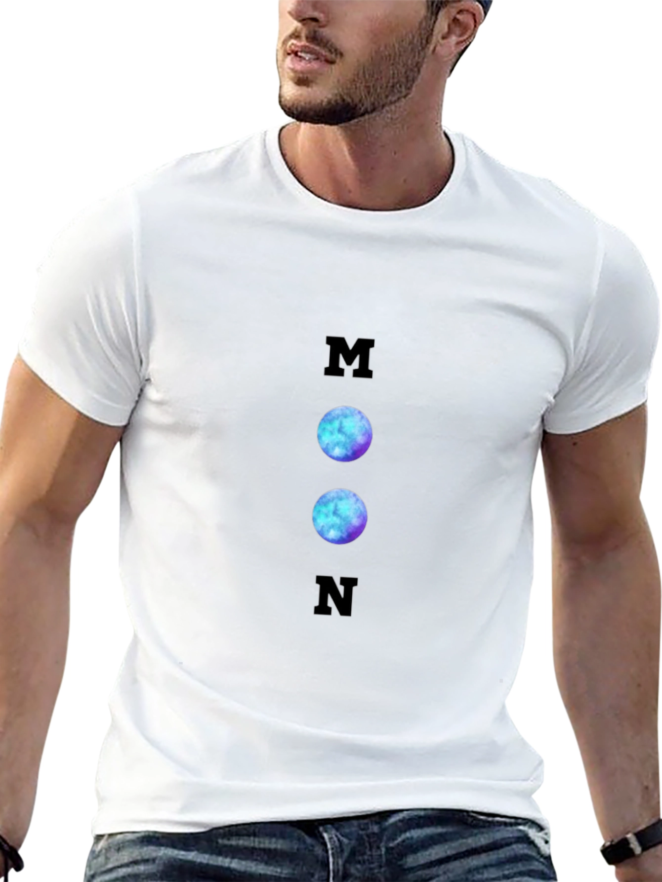 Cosmic Moon Graphic T-Shirt - Black