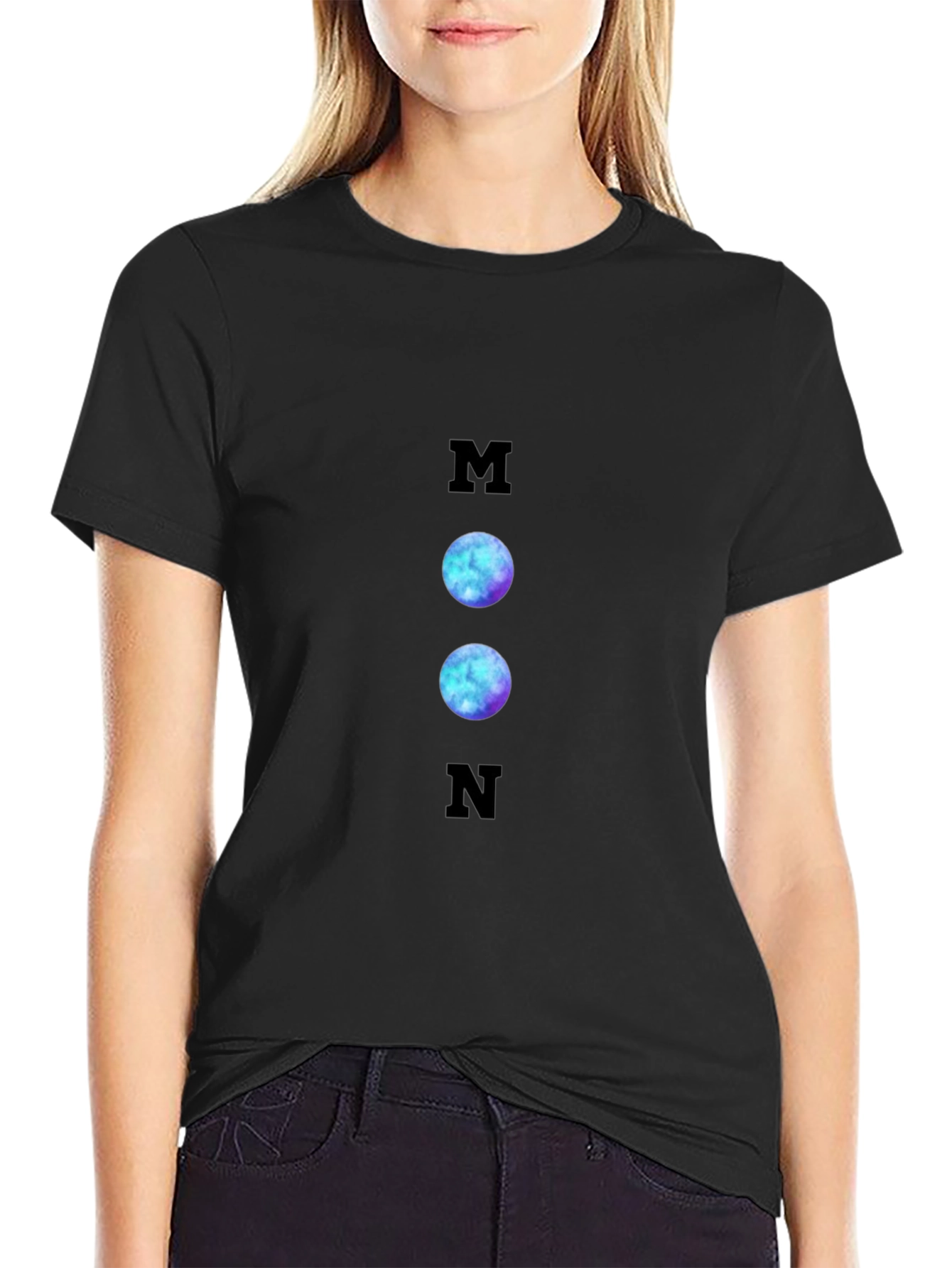 Cosmic Moon Graphic T-Shirt - Black