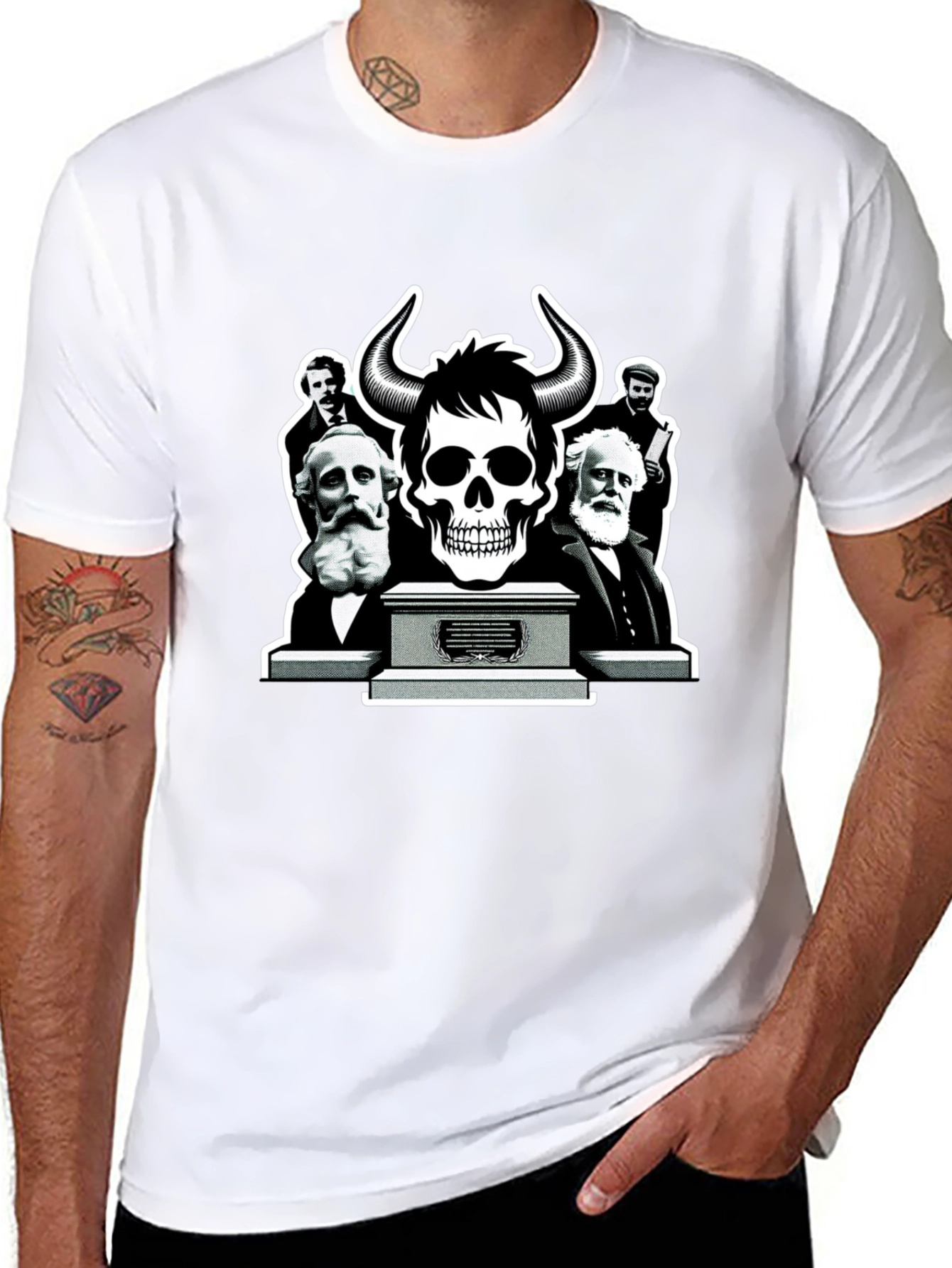 Skull & Thinkers Graphic Tee - Black