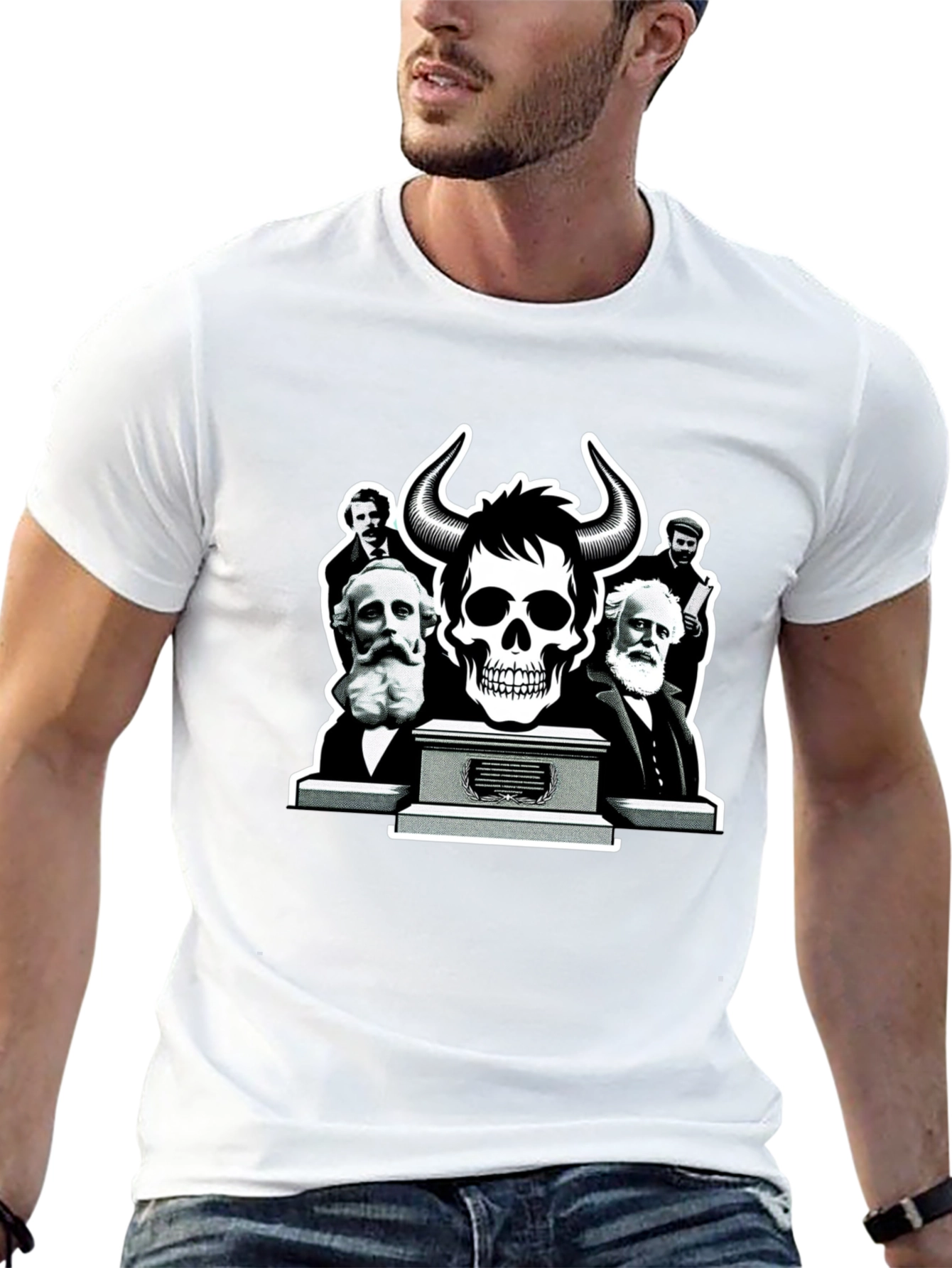 Skull & Thinkers Graphic Tee - Black