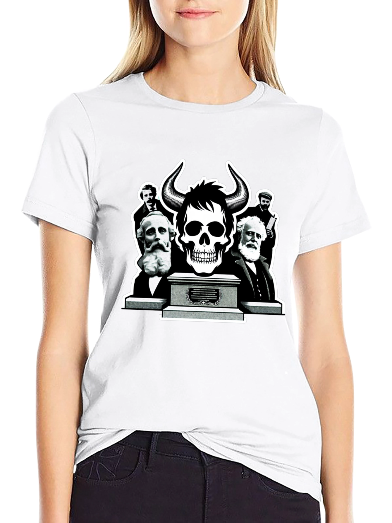 Skull & Thinkers Graphic Tee - Black