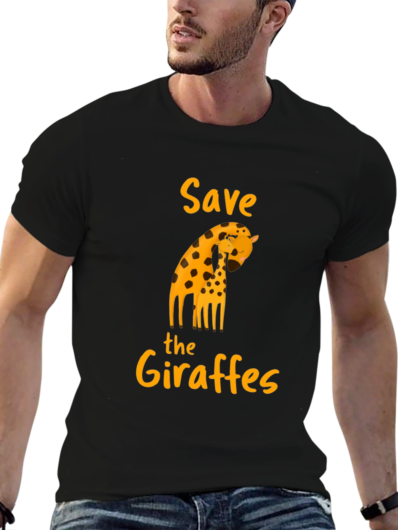 Save the Giraffes Black T-Shirt - Animal Lover Apparel