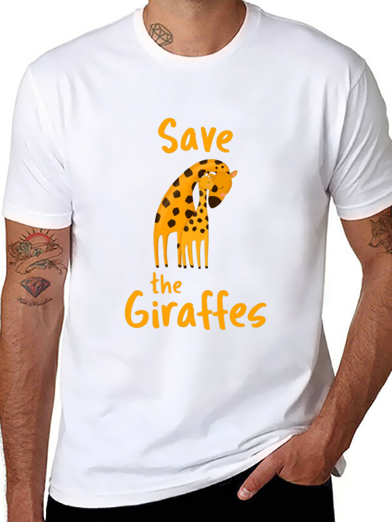 Save the Giraffes Black T-Shirt - Animal Lover Apparel