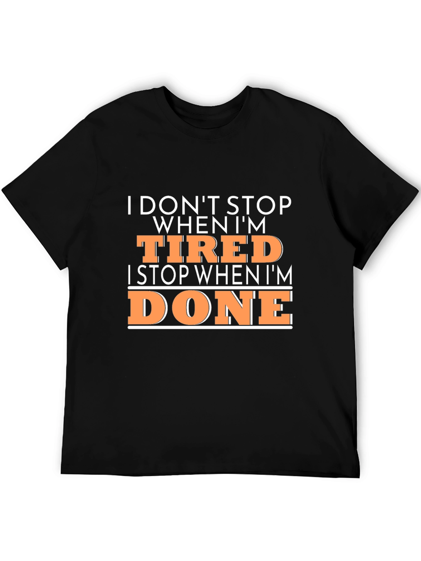 Motivational Mens Black T-Shirt - Dont Stop When Tired