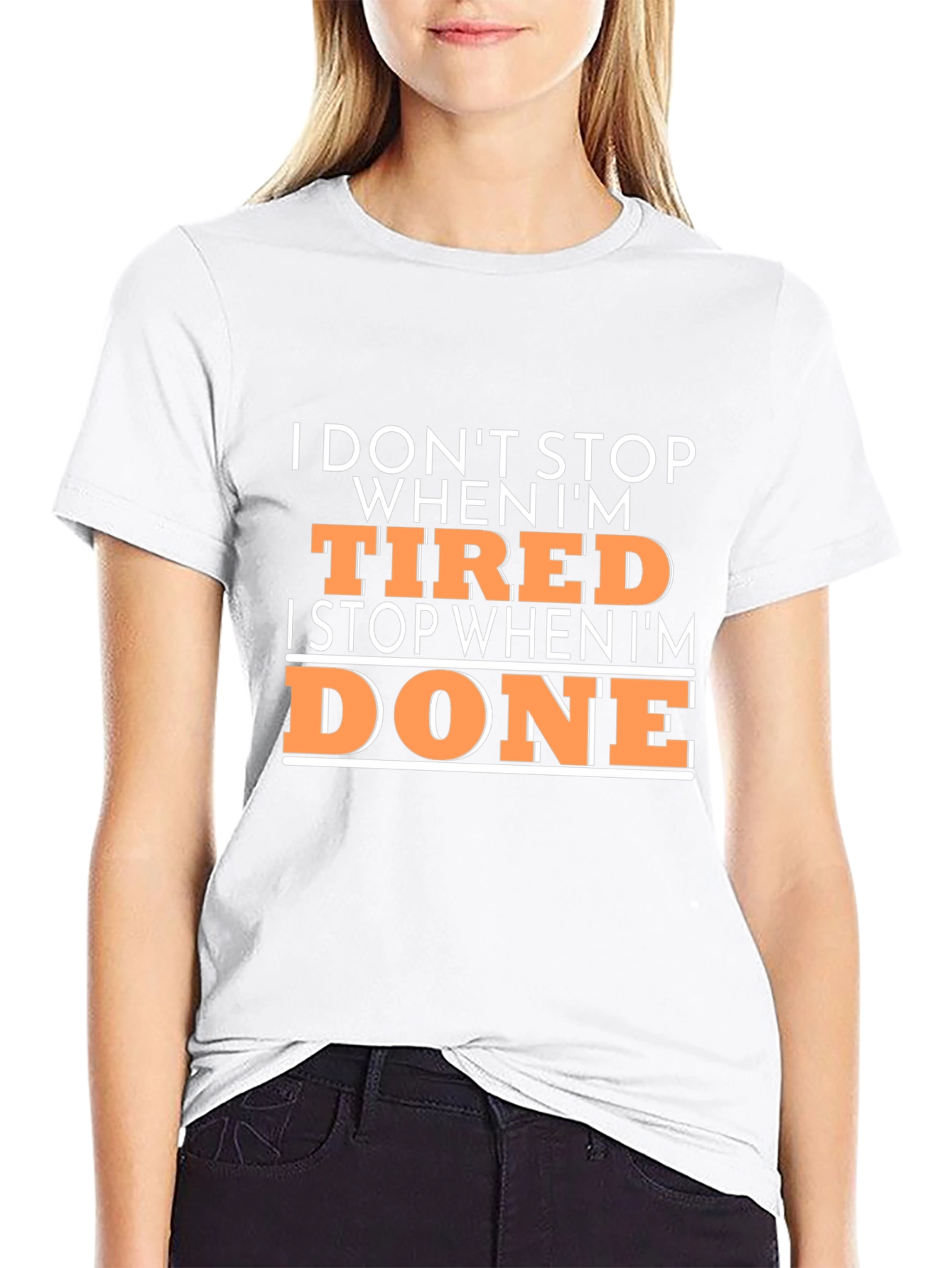 Motivational Mens Black T-Shirt - Dont Stop When Tired