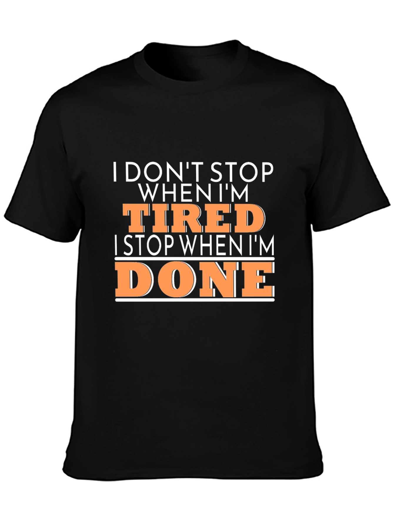 Motivational Mens Black T-Shirt - Dont Stop When Tired