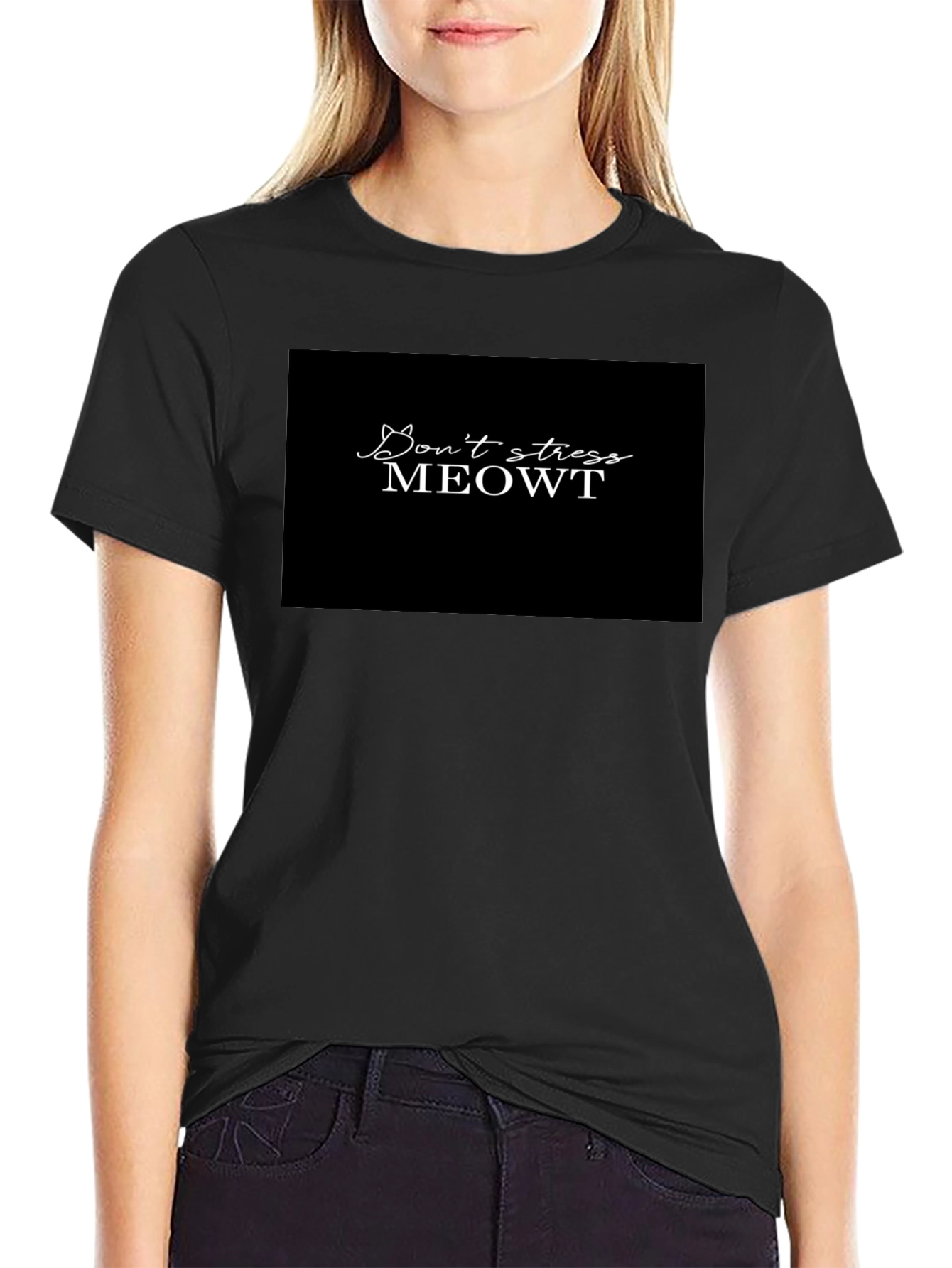 Dont Stress Meowt Black Graphic Tee