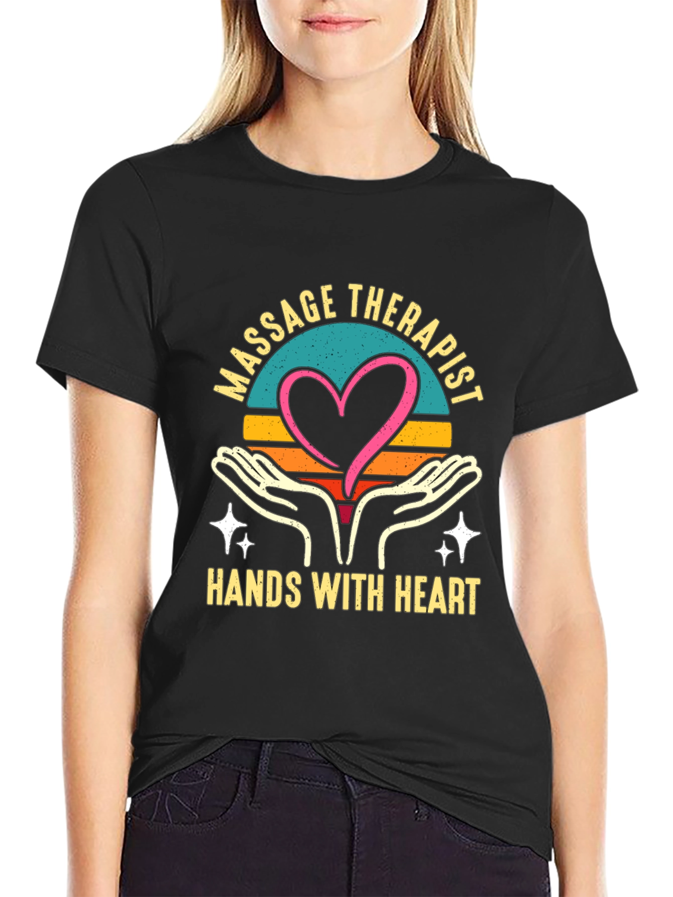 Massage Therapist Heart Hands Graphic T-Shirt