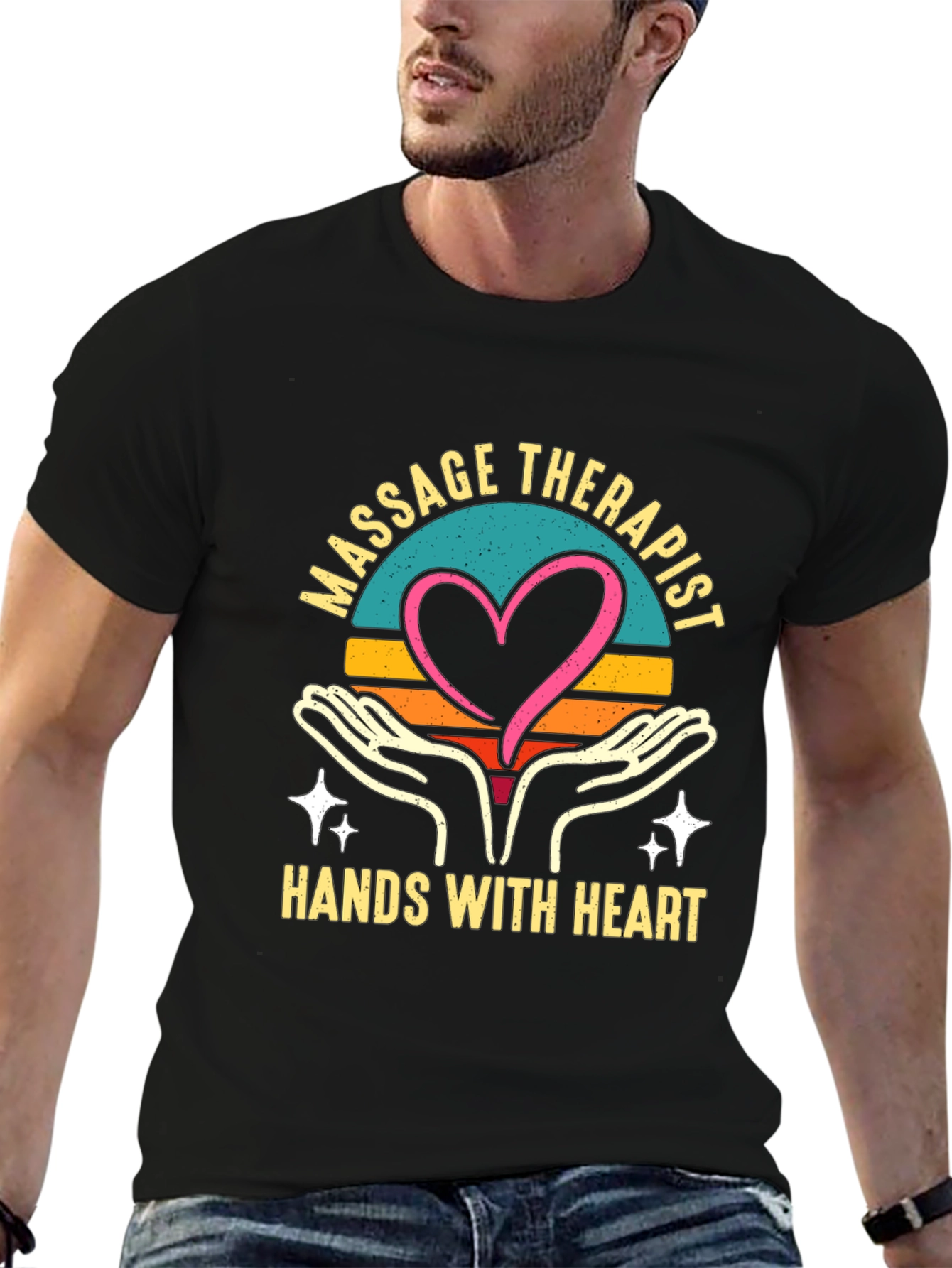 Massage Therapist Heart Hands Graphic T-Shirt