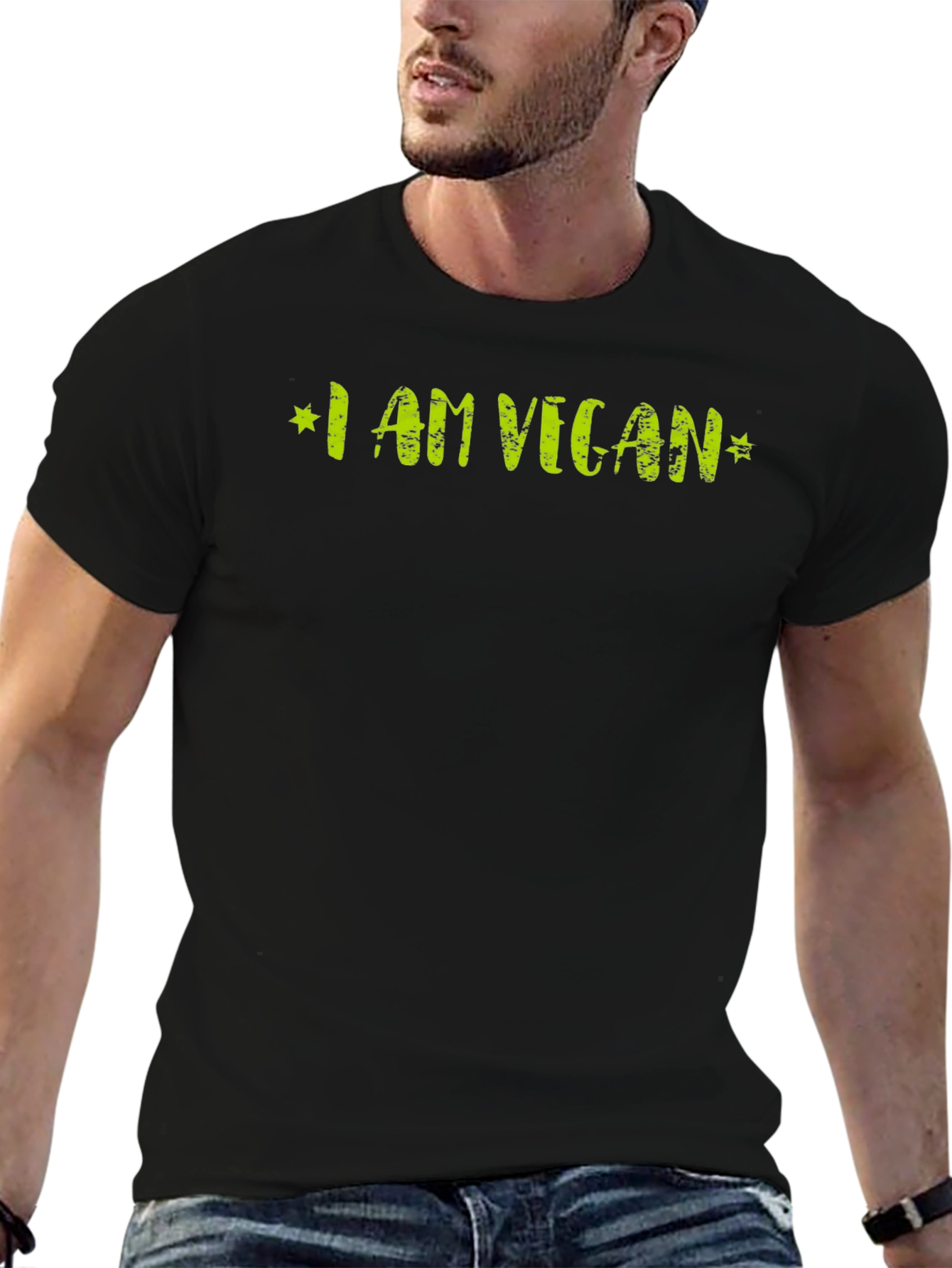 I AM VEGAN Graphic Tee - Stylish Vegetarian Shirt
