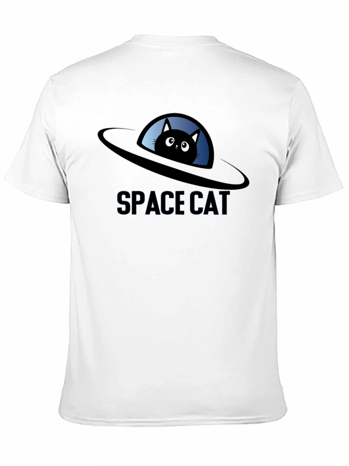 Space Cat UFO Black T-Shirt