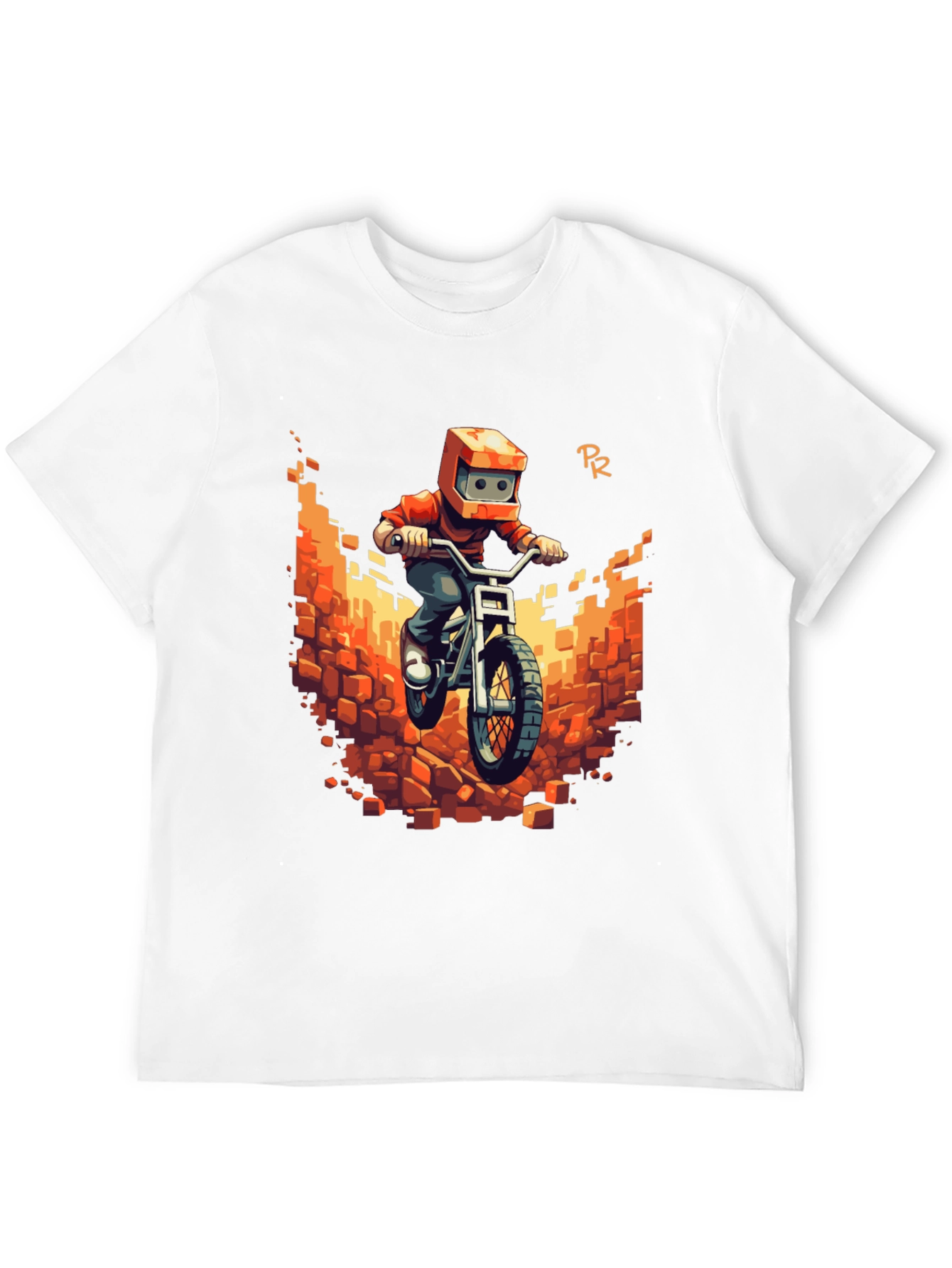 Pixel Bike Rider Black T-Shirt